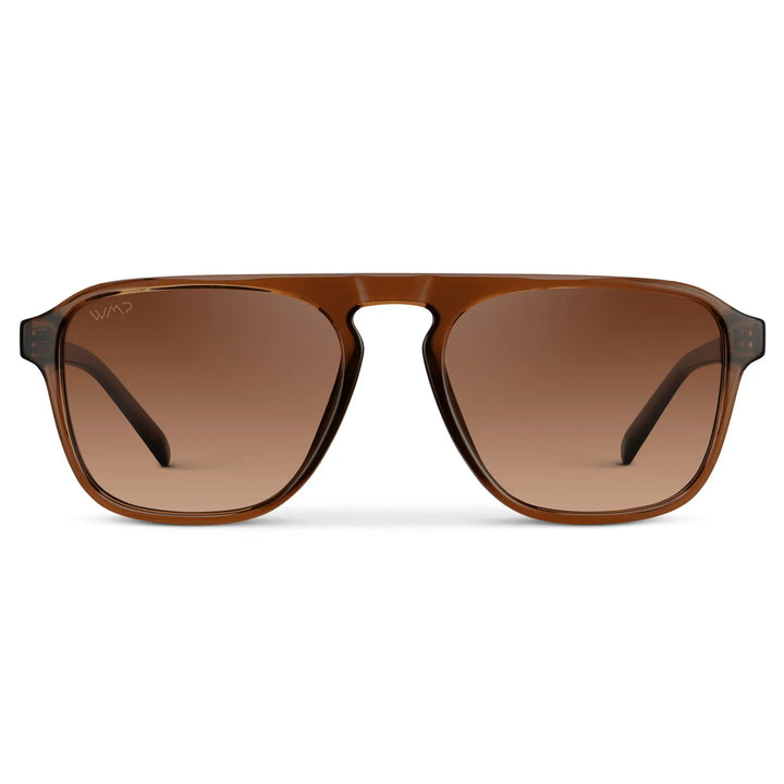 Terracotta Brown / Copper Brown Gradient Lens || Unisex Terracotta Brown Single Bridge Aviator Sunglasses with Copper Brown Gradient Polarized Lenses