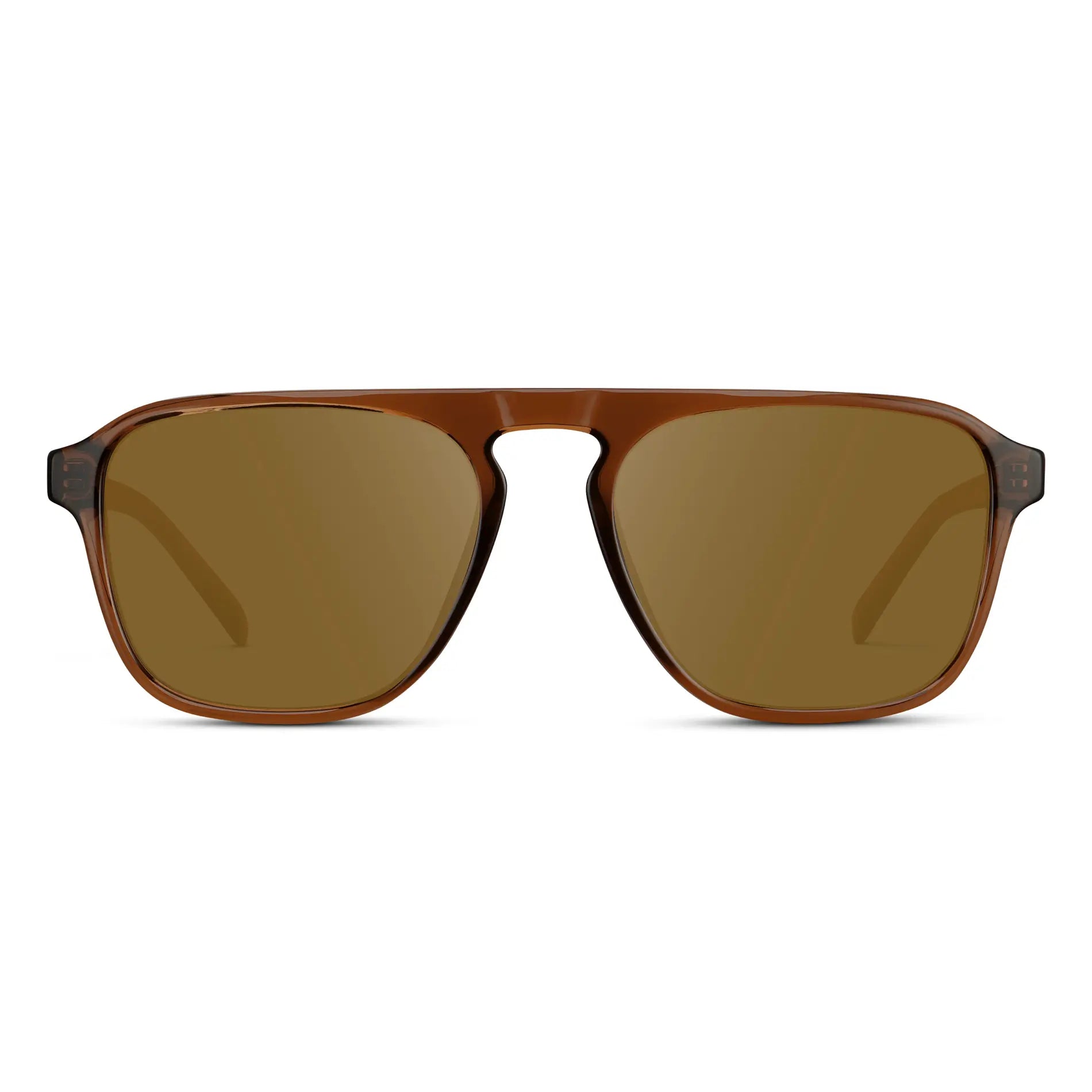 Terracotta Brown / Amber Lens || Brown Single Bridge Aviator Prescription Sunglasses with Brown Lenses
