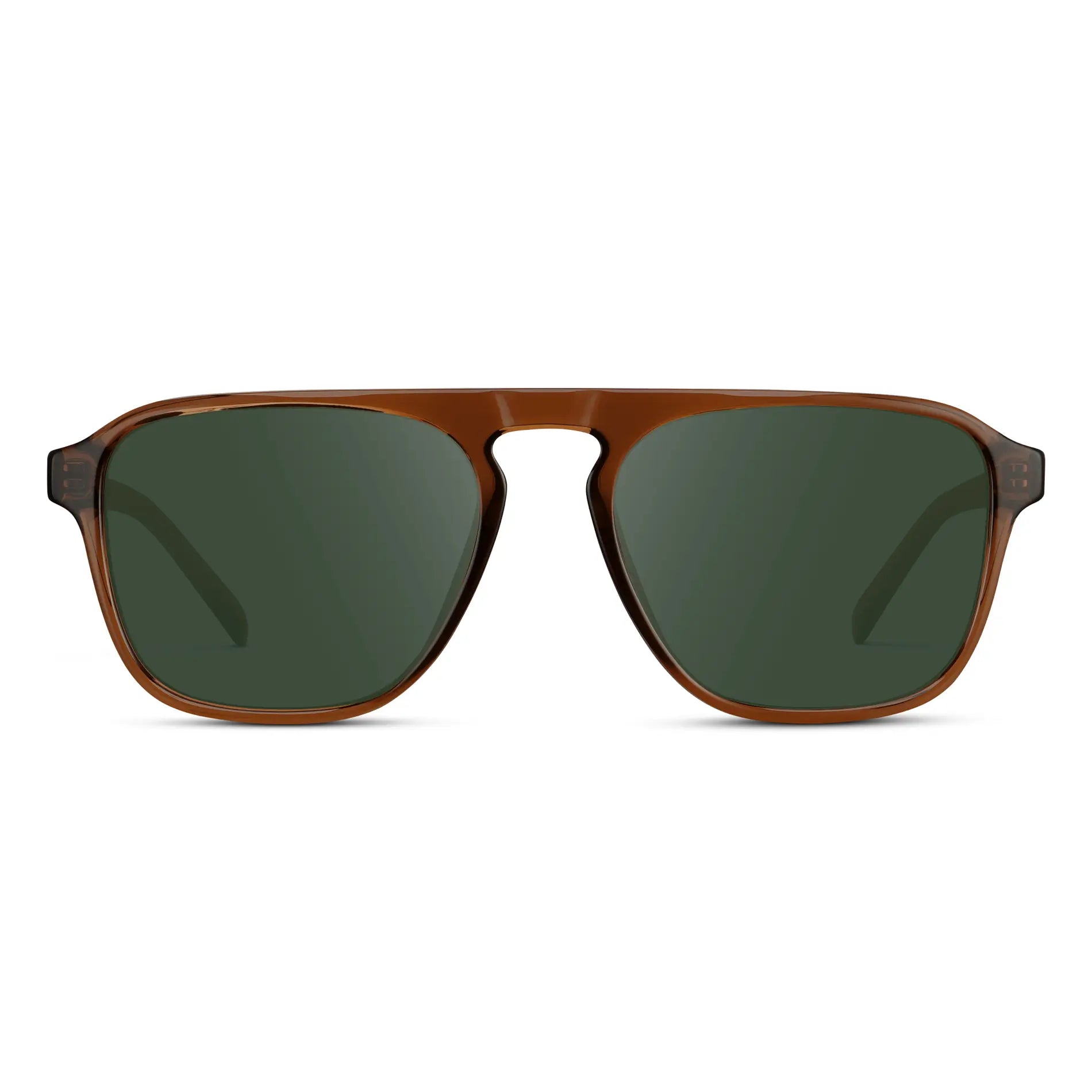 Terracotta Brown / G15 Lens || Brown Single Bridge Aviator Prescription Sunglasses with Green Lenses