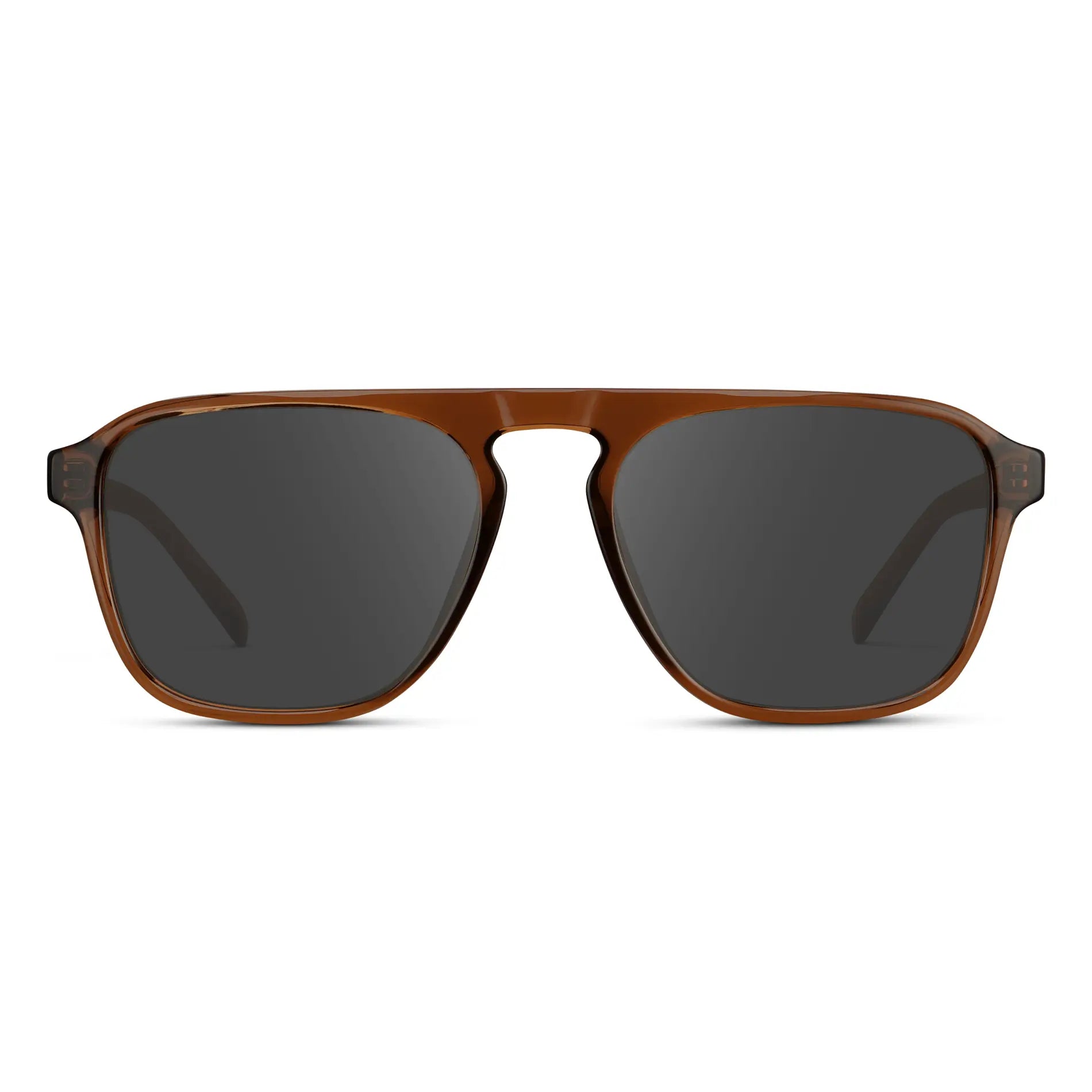 Terracotta Brown / Grey Lens || Brown Single Bridge Aviator Prescription Sunglasses with Grey Lenses
