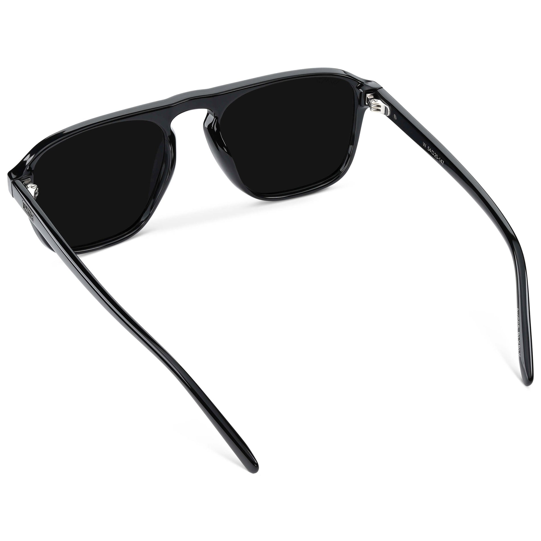 Black / Triple Black Lens || Black Single Bridge Aviator Sunglasses with Triple Black Polarized Lenses