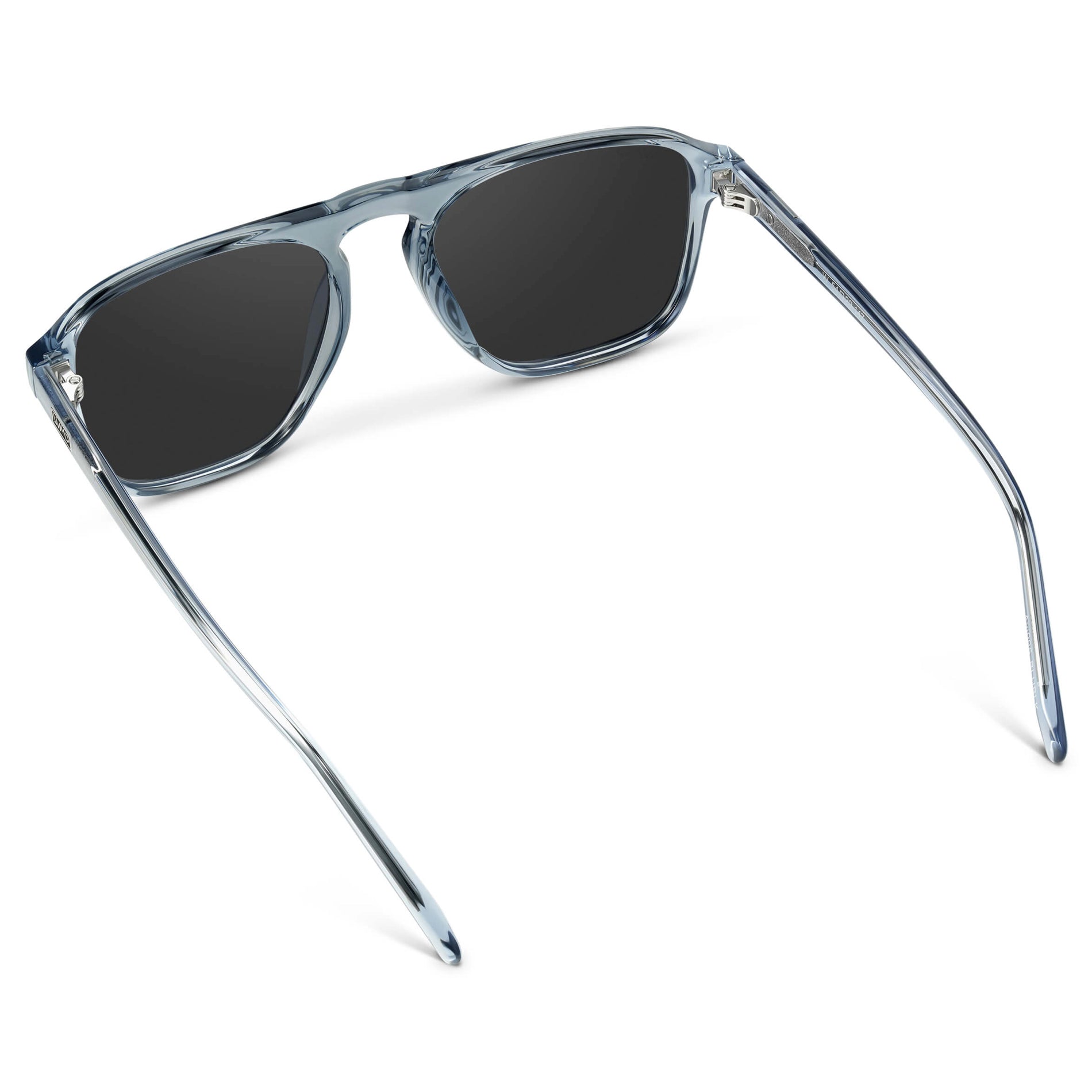 Denim Blue / Black Lens || Blue Single Bridge Aviator Sunglasses with Black Polarized Lenses
