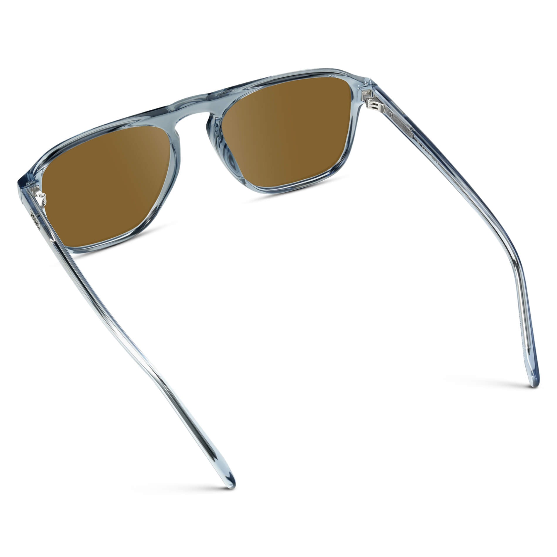Denim Blue / Amber Lens || Blue Single Bridge Aviator Sunglasses with Brown Prescription Lenses