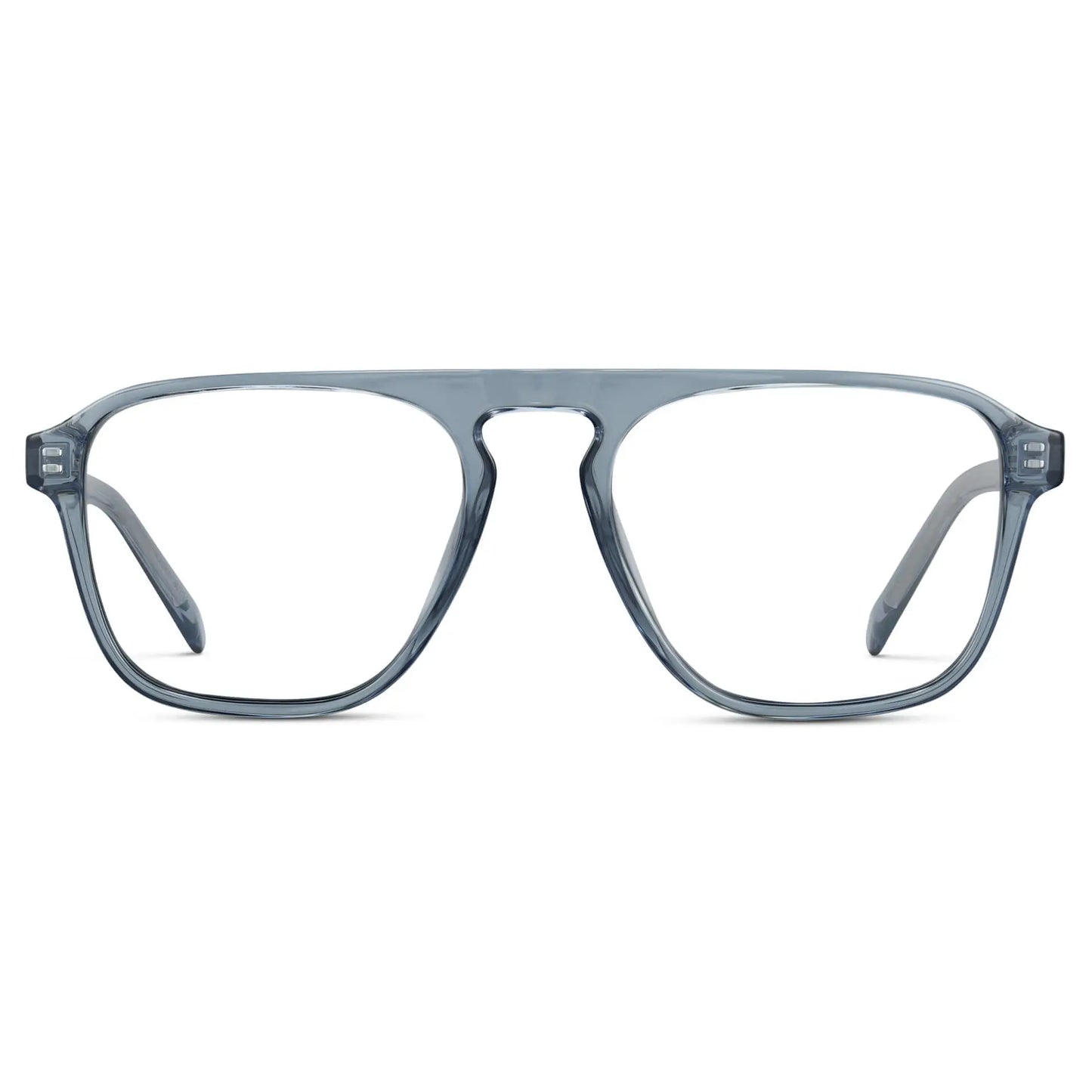 Denim Blue || Men's Aviator Prescription Glasses with Denim Blue Frame and Clear Lenses on a white background