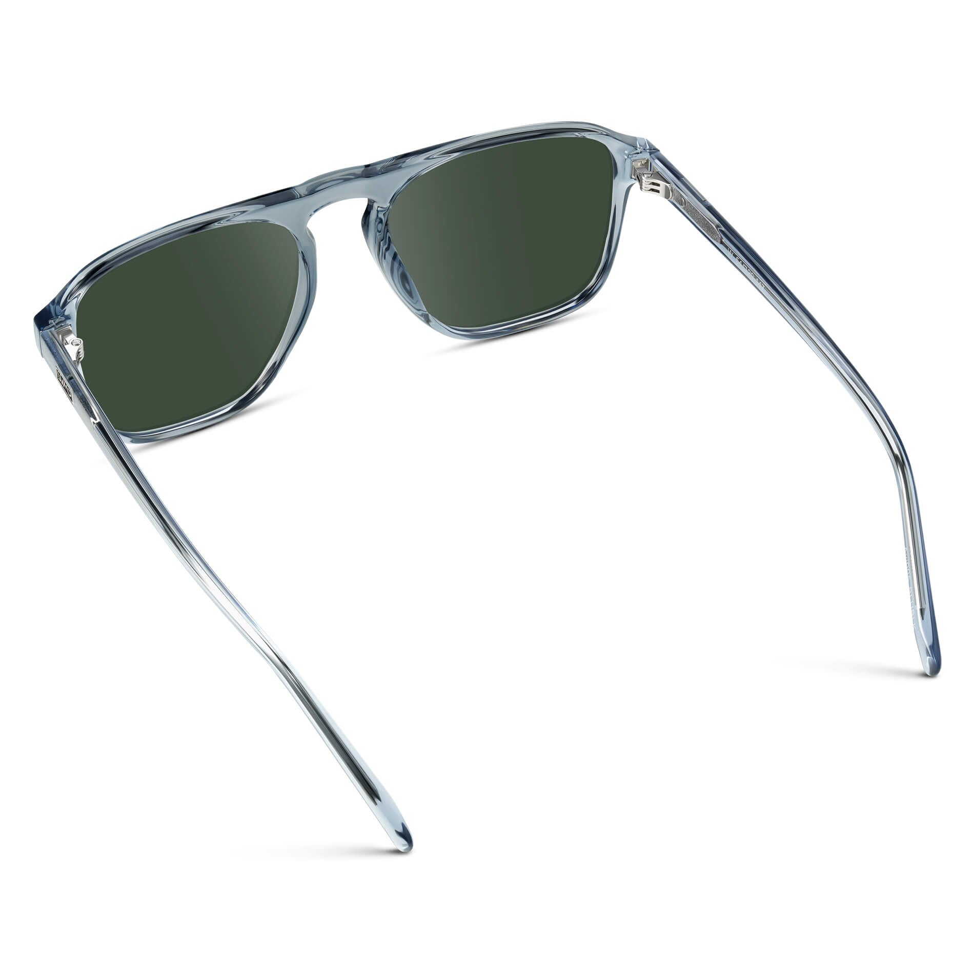 Denim Blue / G15 Lens || Blue Single Bridge Aviator Sunglasses with Green Prescription Lenses