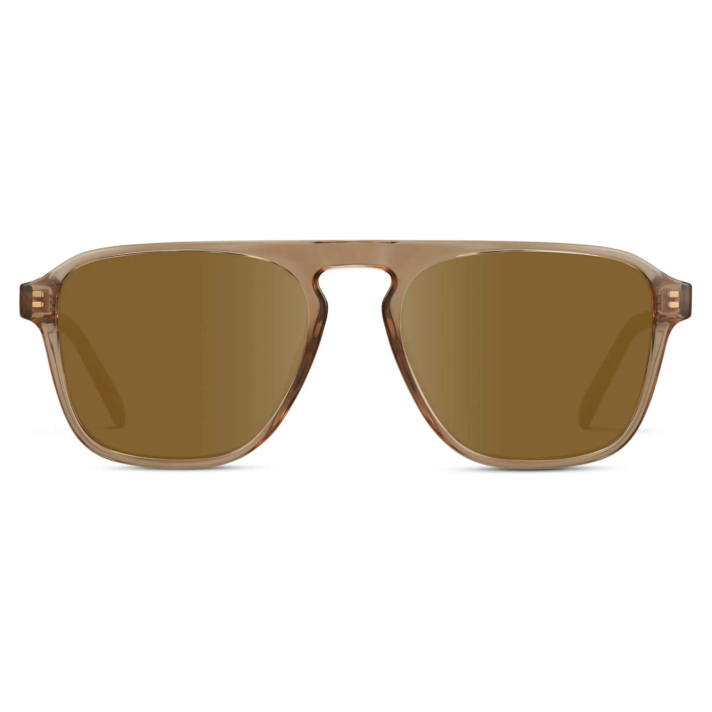 Light Crystal Brown / Amber || Brown Single Bridge Aviator Sunglasses with Brown Prescription Lenses on a white background