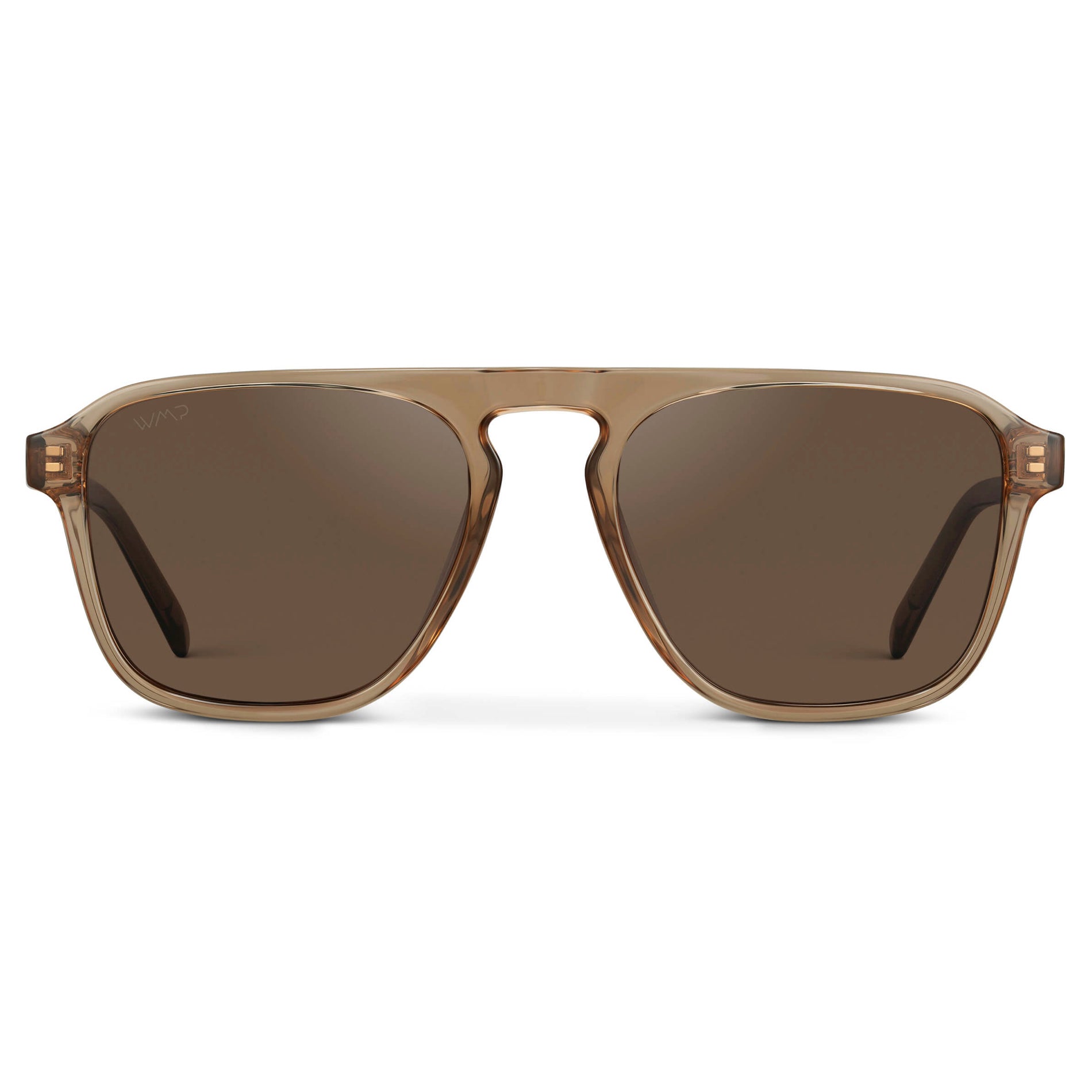 Light Crystal Brown / Brown Lens || Brown Single Bridge Aviator Sunglasses with Brown Polarized Lenses