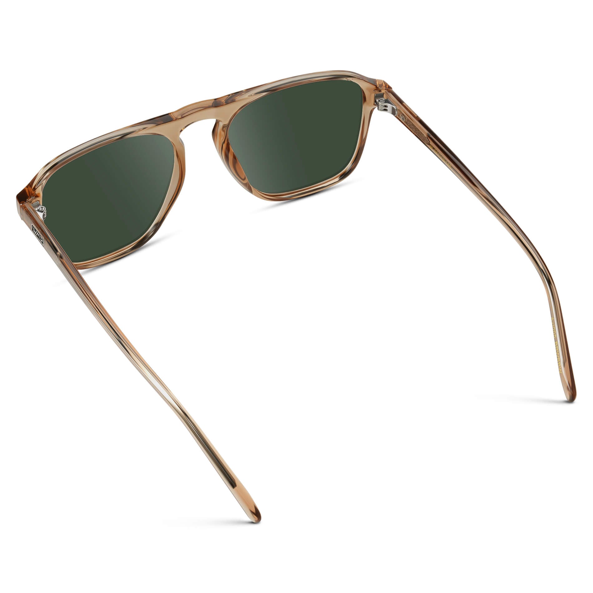 Light Crystal Brown / G15 Lens || Brown Single Bridge Aviator Sunglasses with Green Prescription Lenses