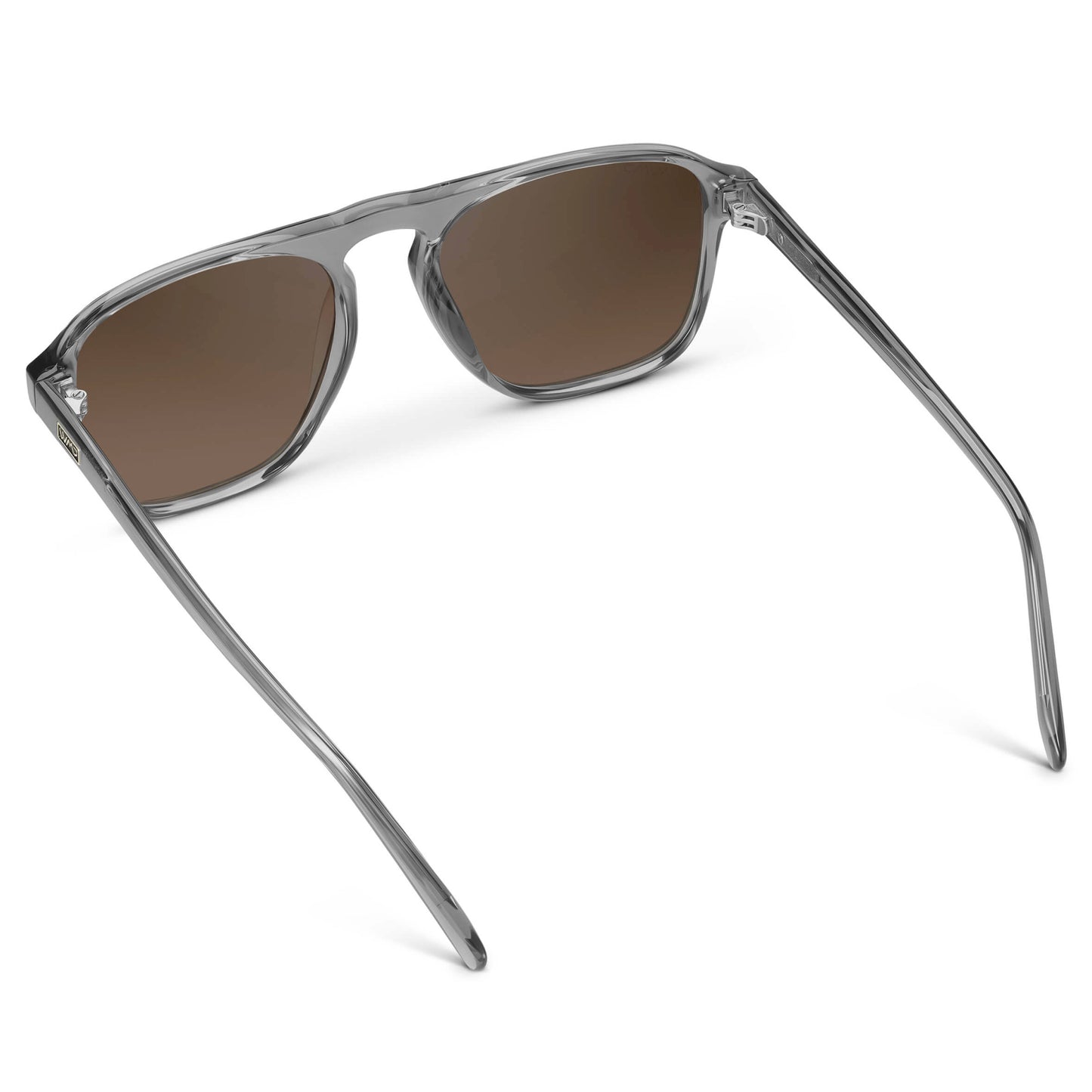 Graphite Grey / Dark Beige Gradient Lens || Clear Grey Single Bridge Aviator Sunglasses with Brown Polarized Lenses