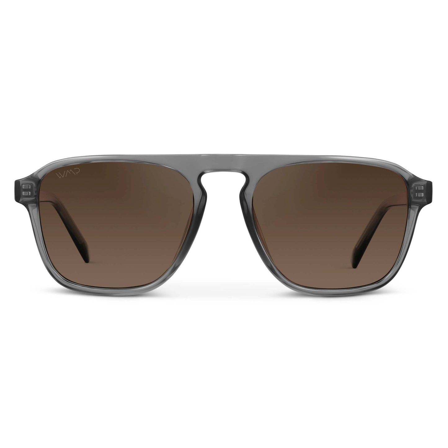 Graphite Grey / Dark Beige Gradient Lens || Clear Grey Single Bridge Aviator Sunglasses with Brown Polarized Lenses