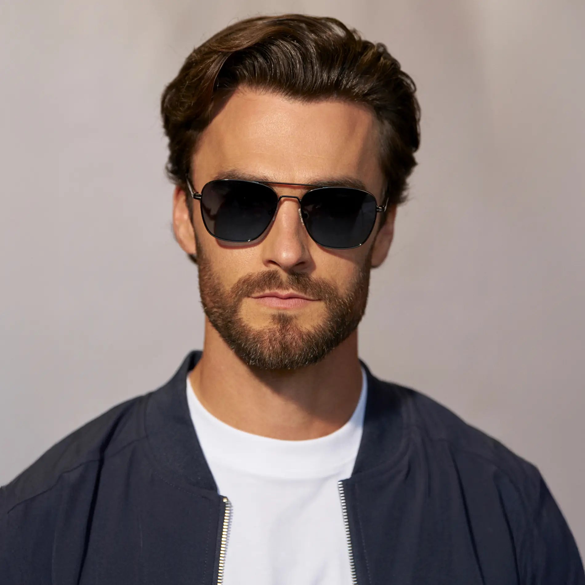 Gunmetal / Deep Blue Gradient Lens || Men's Stainless Steel Sunglasses with Gunmetal Grey Frame and Deep Blue Gradient Lens 