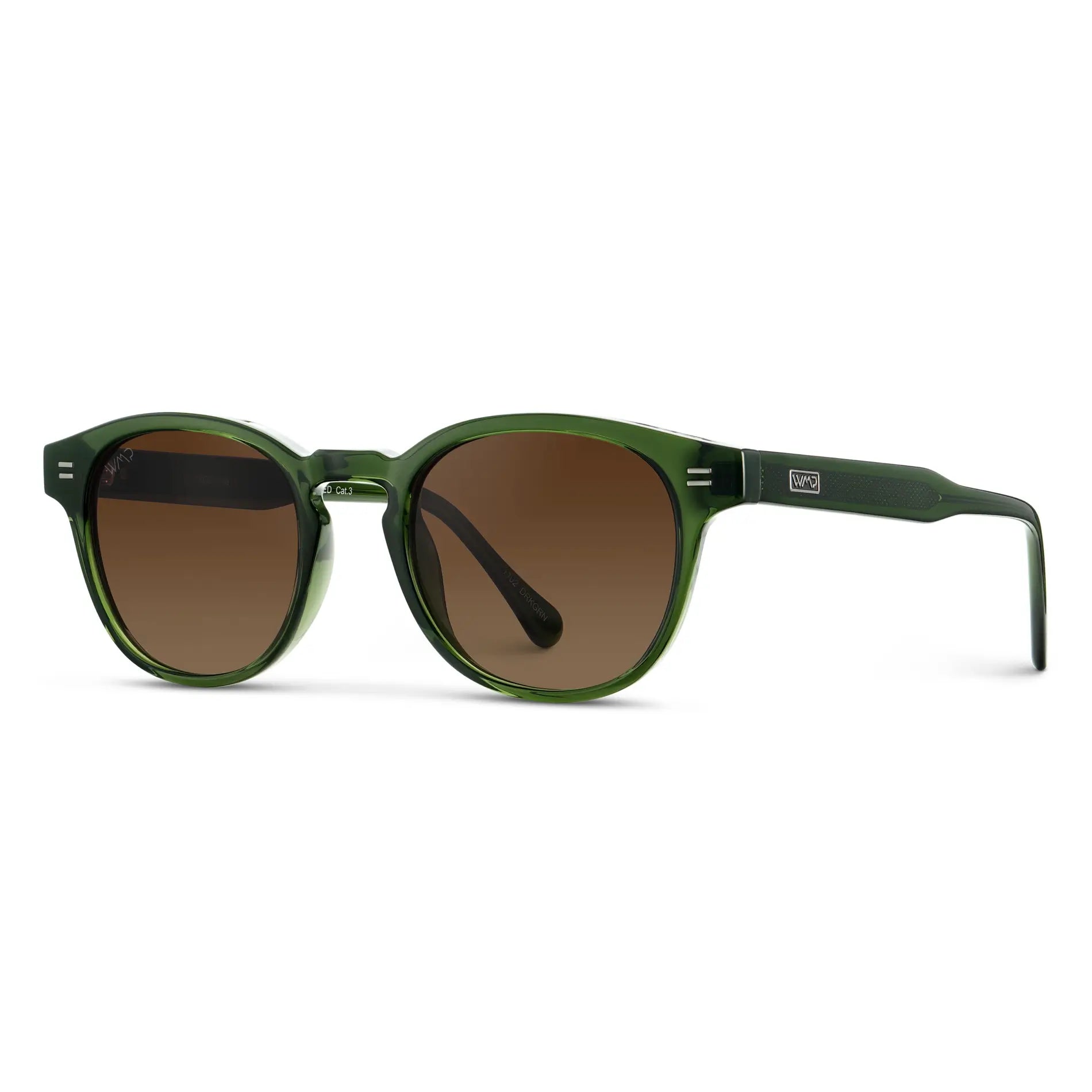 Jade Green / Brown Gold Gradient Lens || Men's Round Polarized Sunglasses with Jade Green Acetate Frame and Brown Gold Gradient Lens