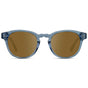 Denim Blue / Amber || Front view of Men's Retro-Inspired Round Prescription Sunglasses with Blue Acetate Frame and Brown Prescription Lenses