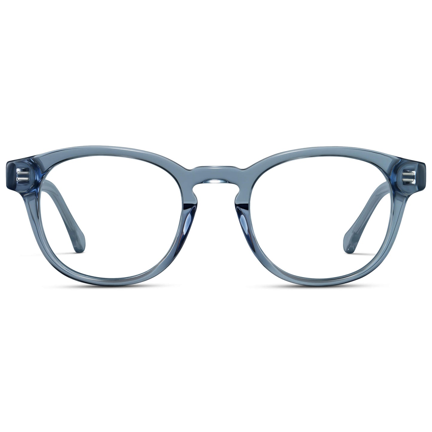Denim Blue || Men's Retro-Inspired Round Prescription Eyeglasses with Blue Acetate Frame and Clear Prescription Lenses