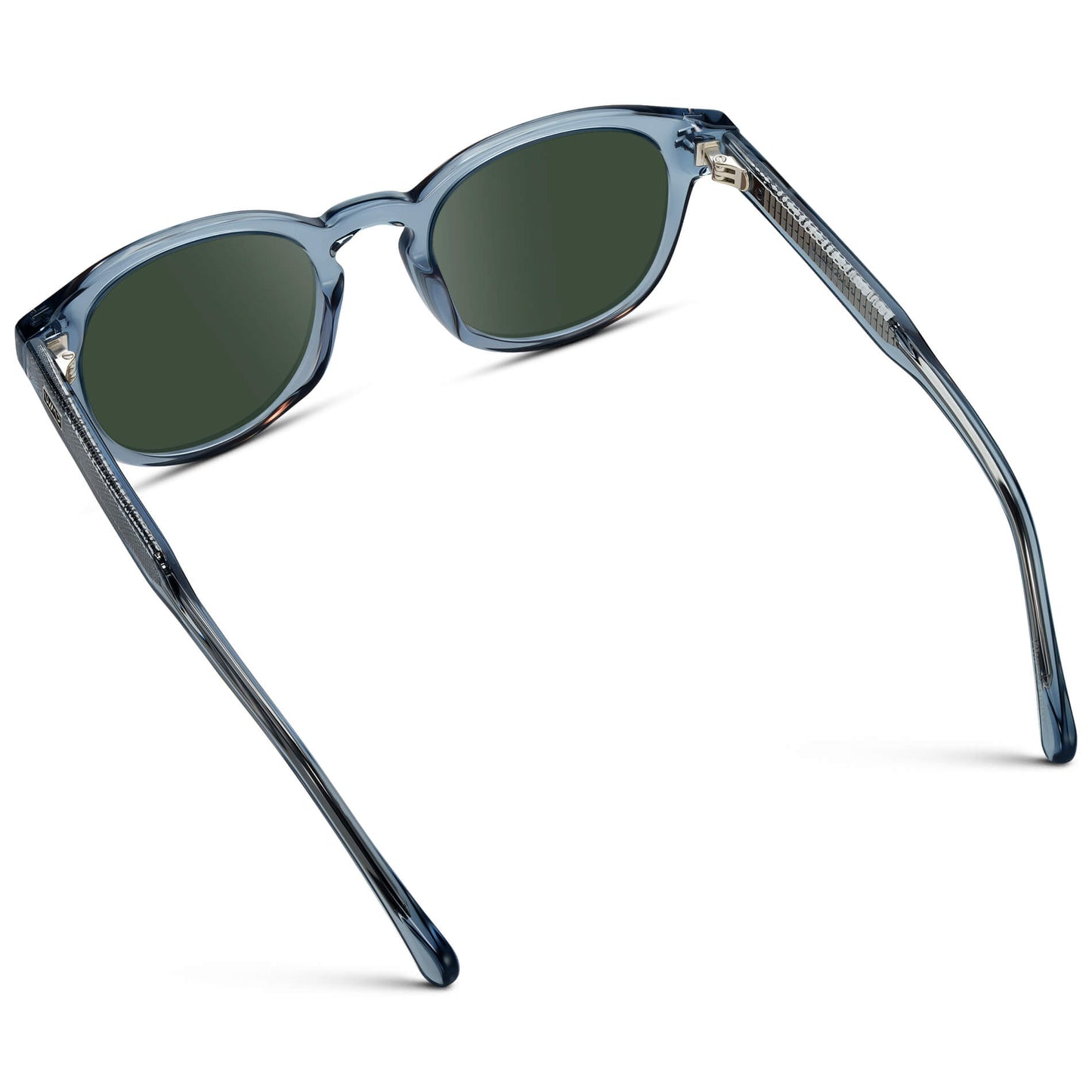 Denim Blue / G15 Lens || Men's Retro-Inspired Round Prescription Sunglasses with Blue Acetate Frame and Green Prescription Lenses