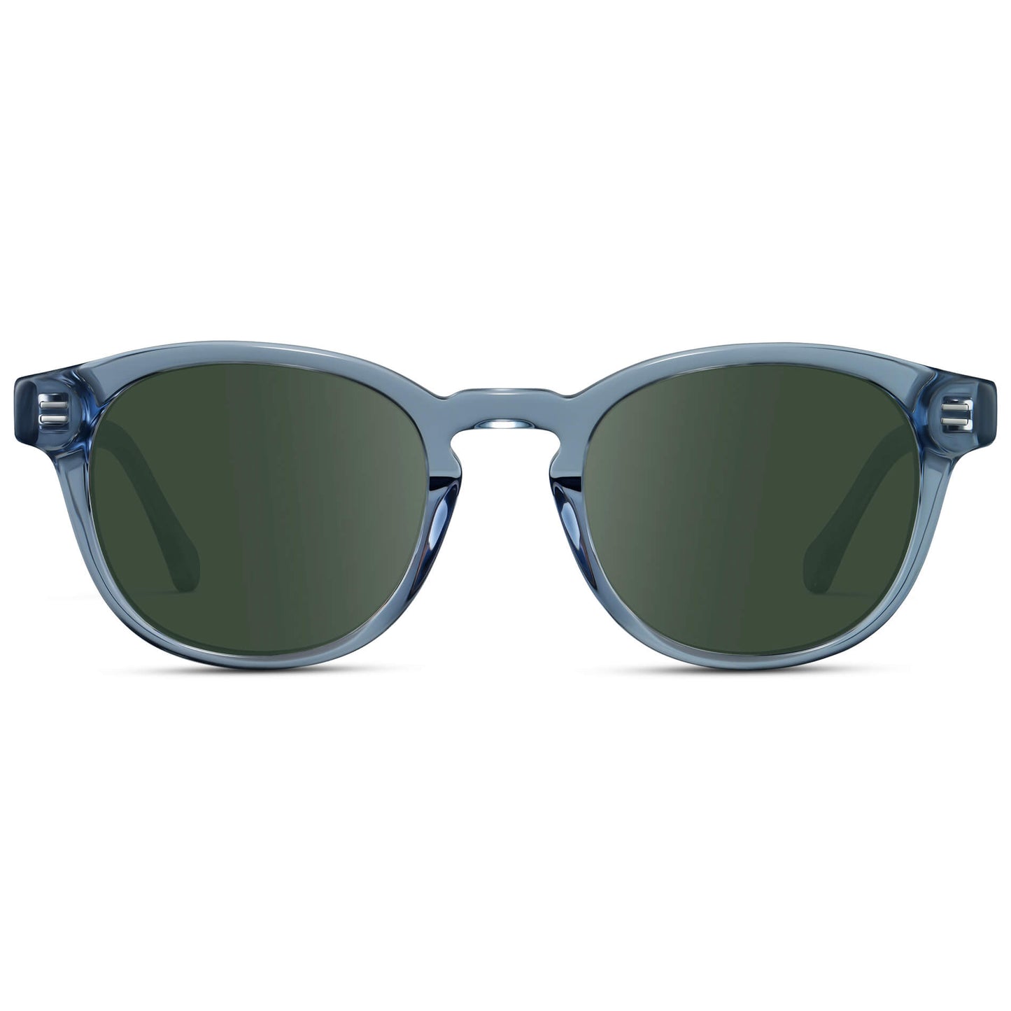 Denim Blue / G15 Lens || Men's Retro-Inspired Round Prescription Sunglasses with Blue Acetate Frame and Green Prescription Lenses