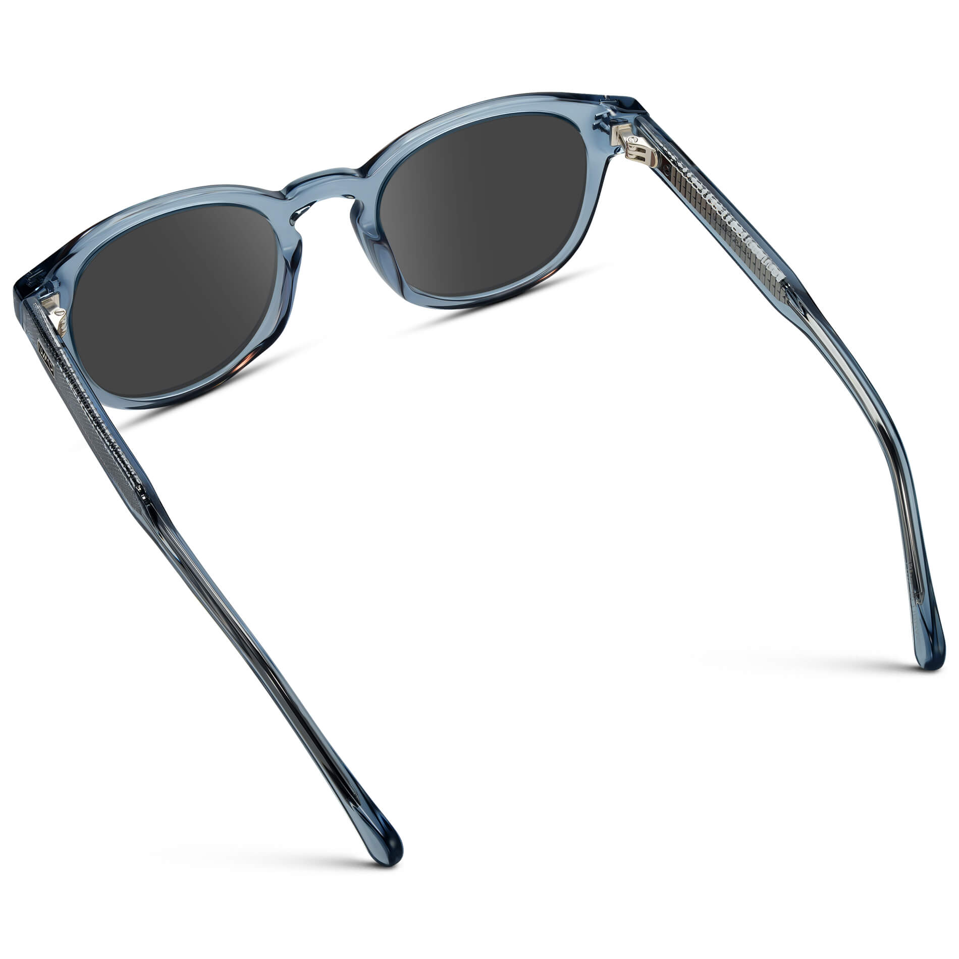 Denim Blue / Grey Lens || Men's Retro-Inspired Round Prescription Sunglasses with Blue Acetate Frame and Grey Prescription Lenses