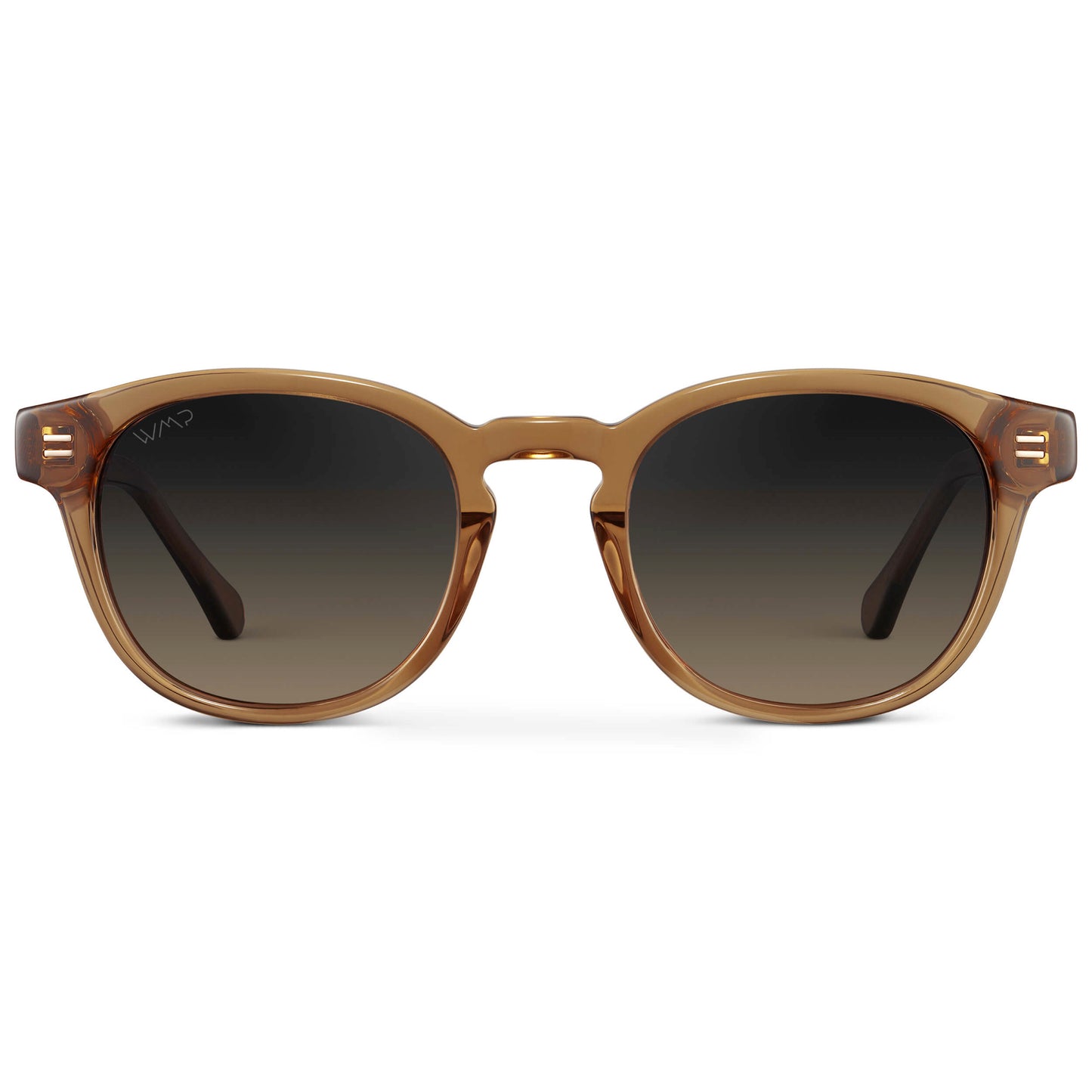 Crystal Brown / Grey Brown Gradient Lens || Men's Round Polarized Sunglasses with Brown Acetate Frame and Grey Brown Gradient Lens