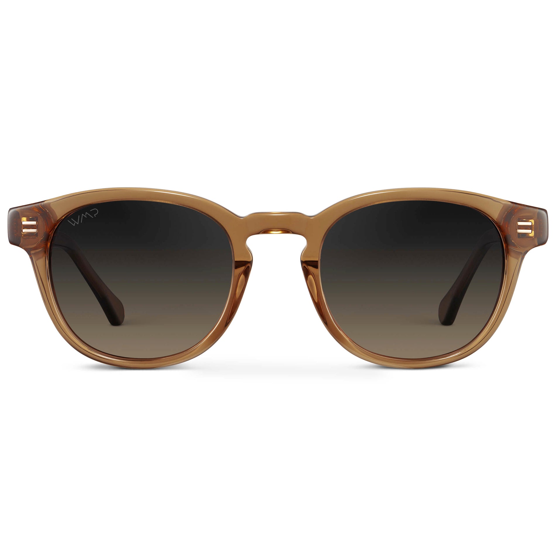 Crystal Brown / Grey Brown Gradient Lens || Men's Round Polarized Sunglasses with Brown Acetate Frame and Grey Brown Gradient Lens