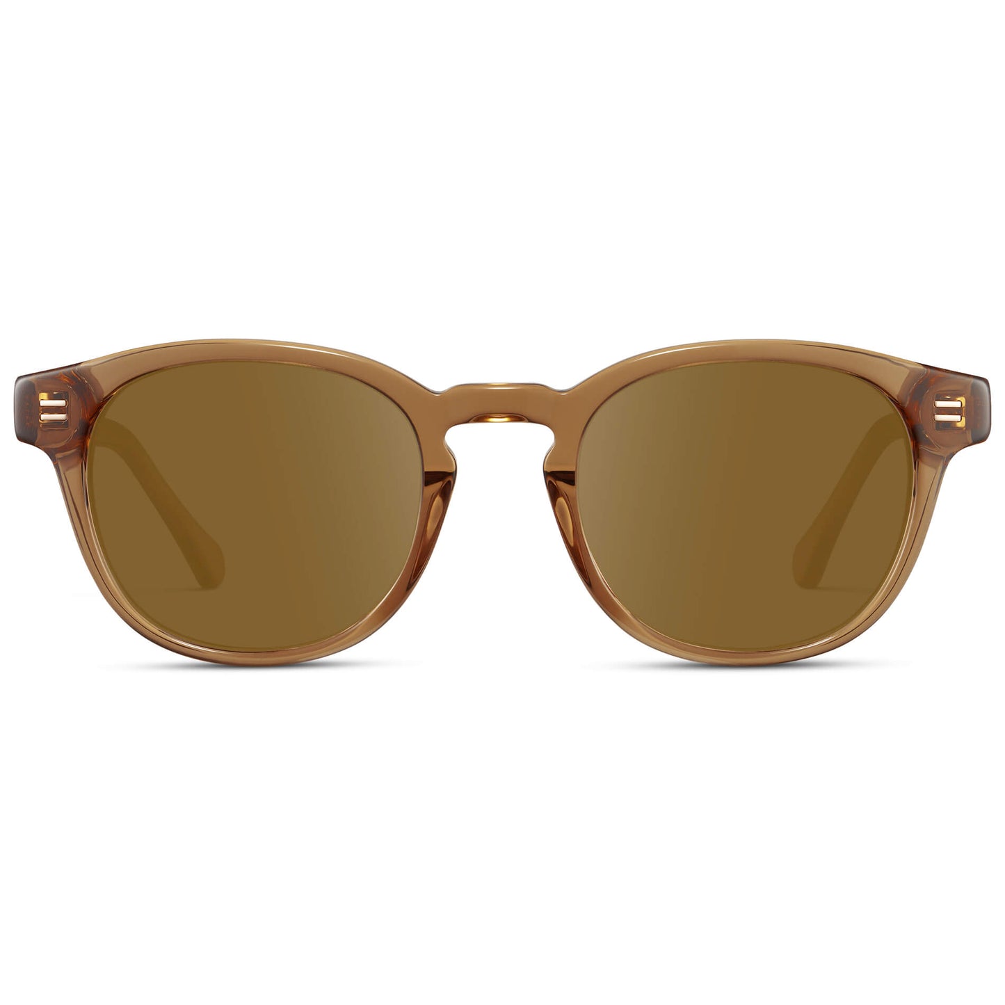 Crystal Brown / Amber Lens || Men's Retro-Inspired Round Prescription Sunglasses with Light Brown Acetate Frame and Brown Prescription Lenses