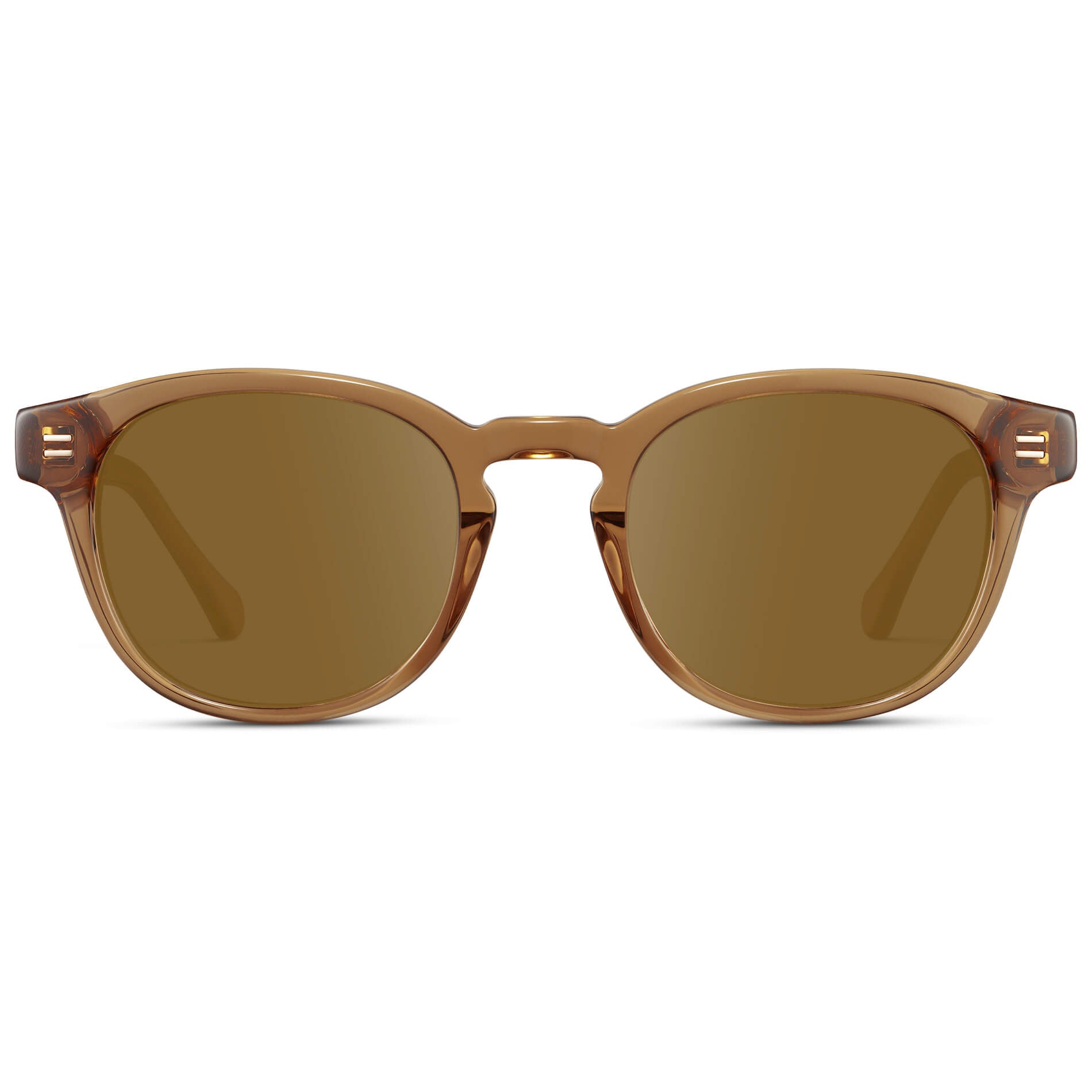 Crystal Brown / Amber Lens || Men's Retro-Inspired Round Prescription Sunglasses with Light Brown Acetate Frame and Brown Prescription Lenses
