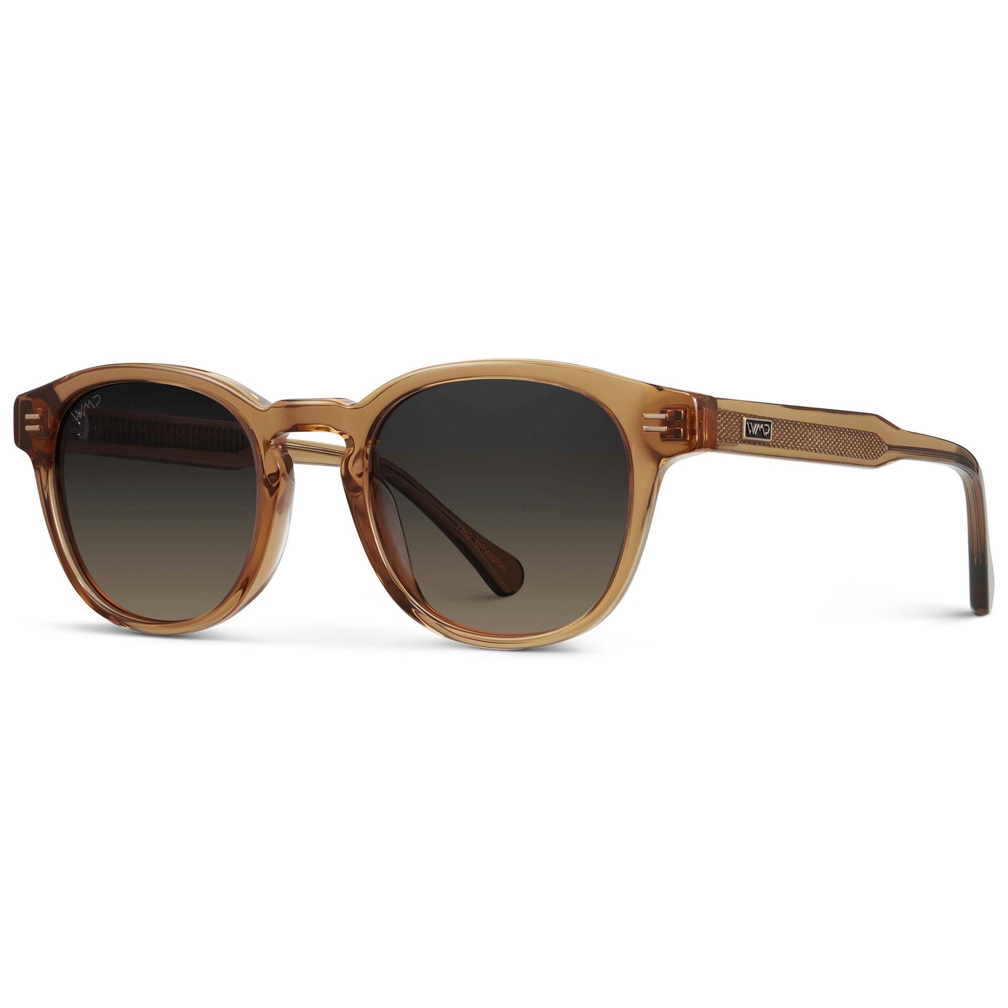 Crystal Brown / Grey Brown Gradient Lens || Men's Round Polarized Sunglasses with Brown Acetate Frame and Grey Brown Gradient Lens
