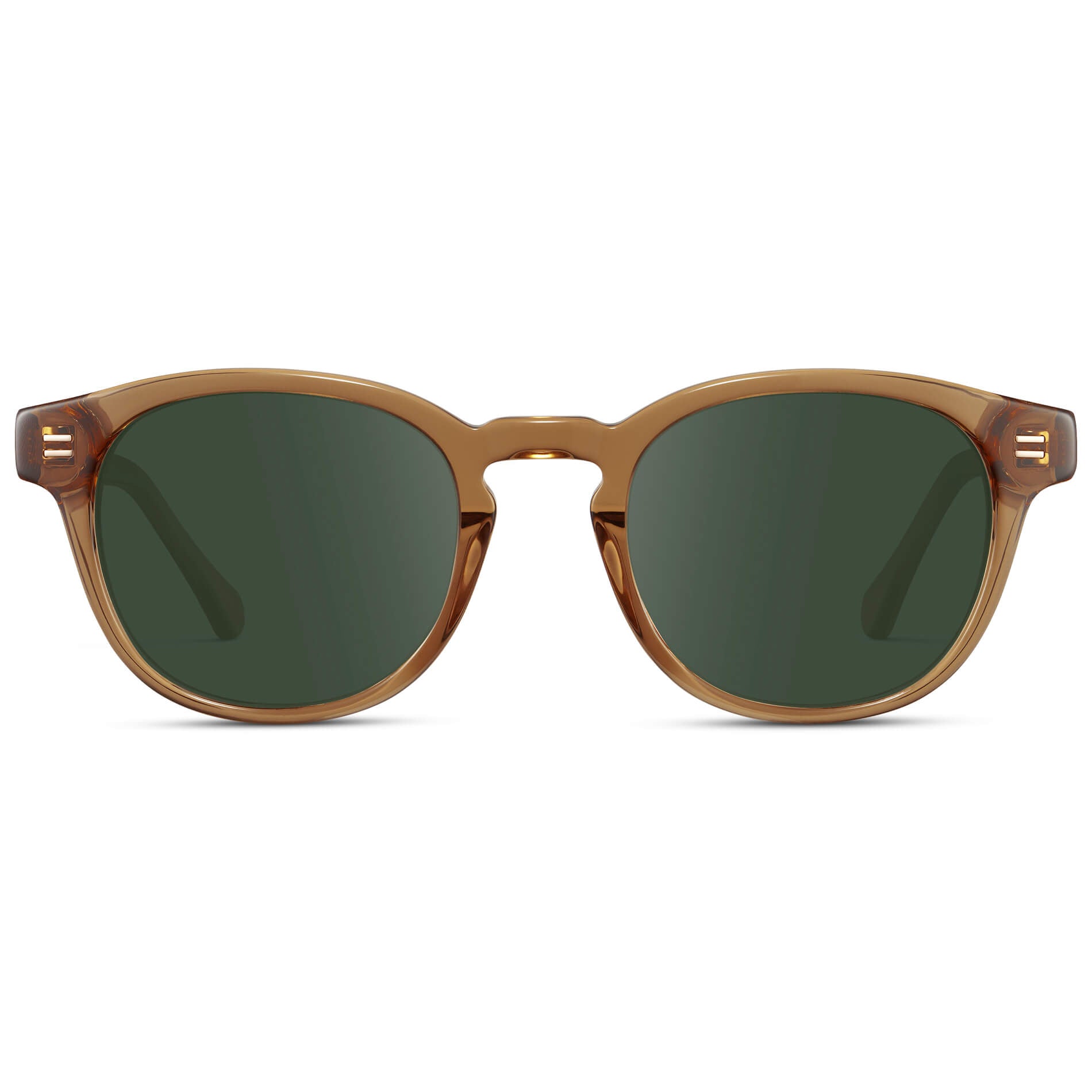Crystal Brown / G15 Lens || Men's Retro-Inspired Round Prescription Sunglasses with Light Brown Acetate Frame and Green Prescription Lenses