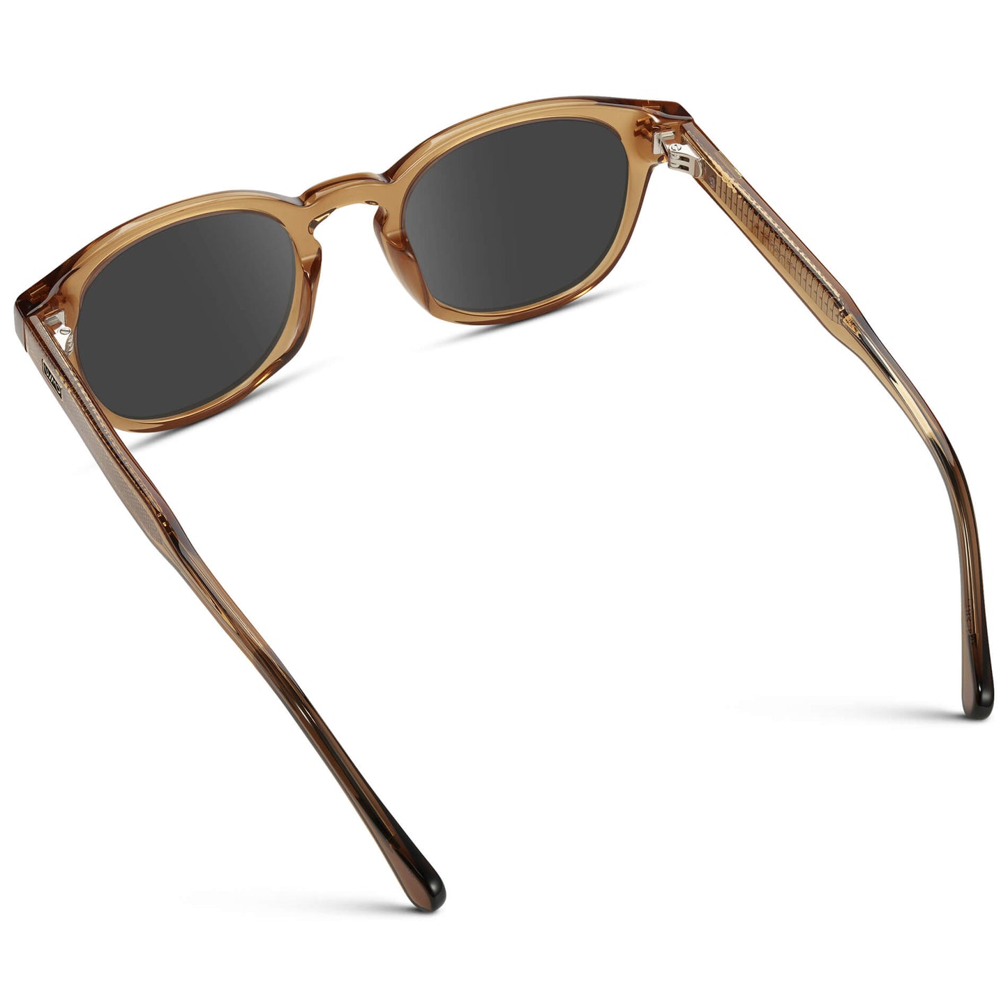 Crystal Brown / Grey Lens || Men's Retro-Inspired Round Prescription Sunglasses with Light Brown Acetate Frame and Grey Prescription Lenses