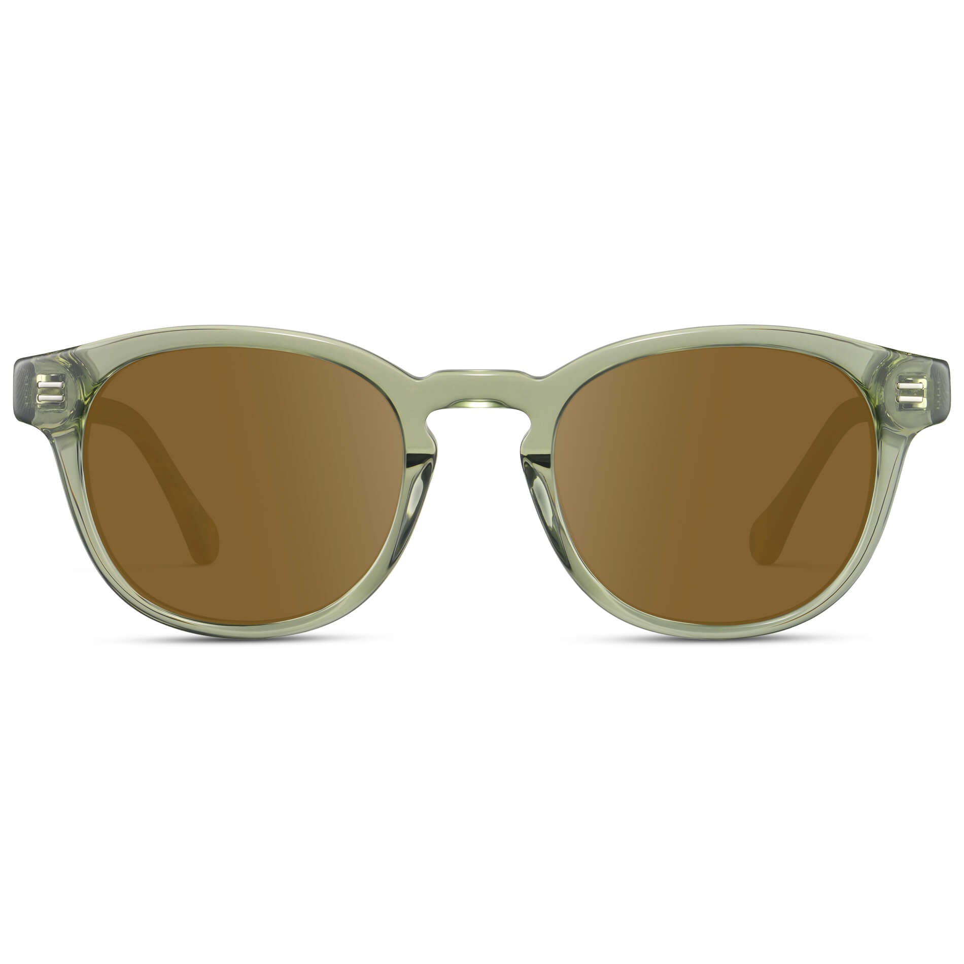 Palm Green / Amber Lens || Men's Retro-Inspired Round Prescription Sunglasses with Light Green Acetate Frame and Brown Prescription Lenses
