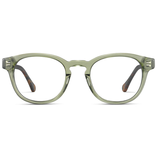 Palm Green || Men's Retro-Inspired Round Prescription Eyeglasses with Light Green Acetate Frame and Clear Prescription Lenses