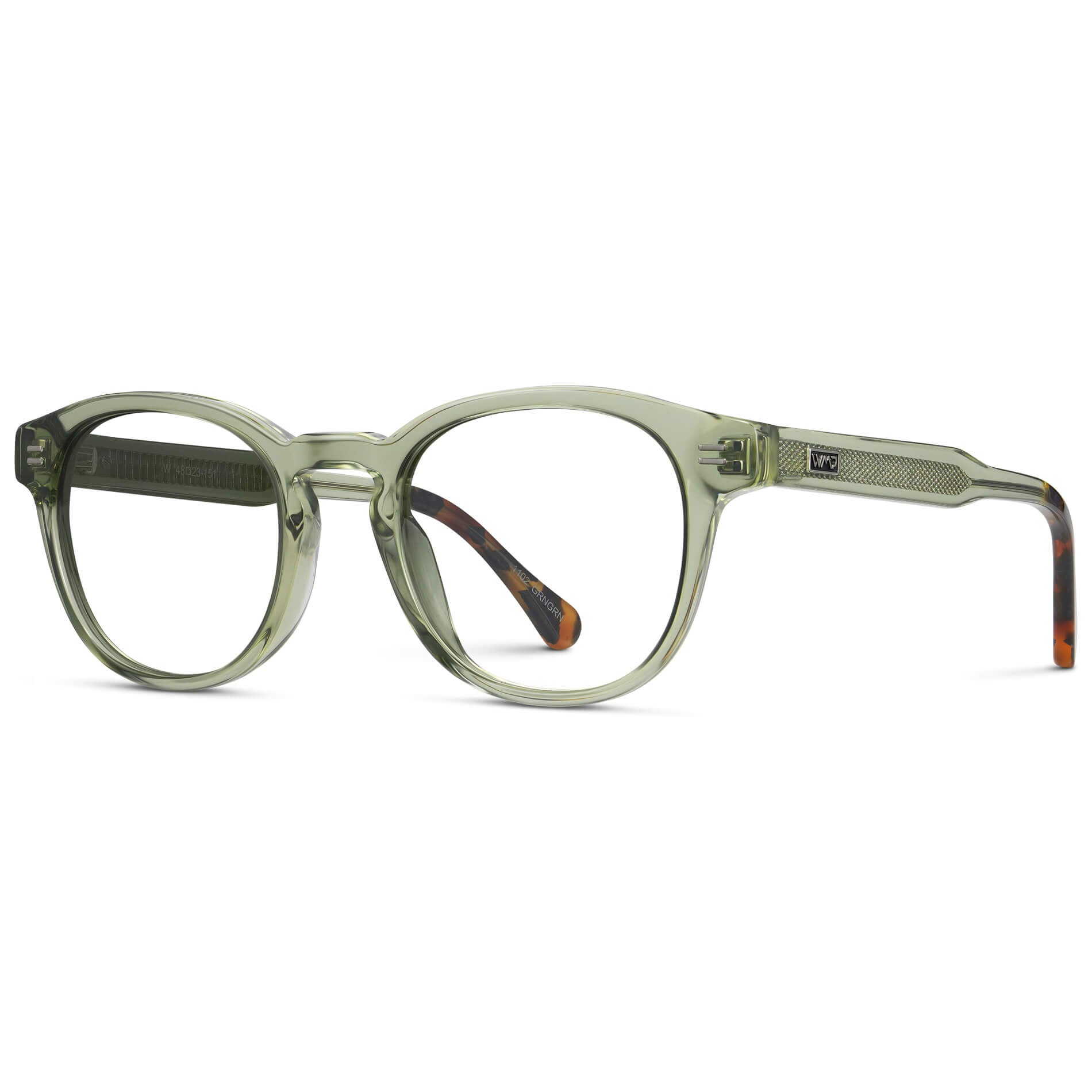 Palm Green || Men's Retro-Inspired Round Prescription Eyeglasses with Light Green Acetate Frame and Clear Prescription Lenses