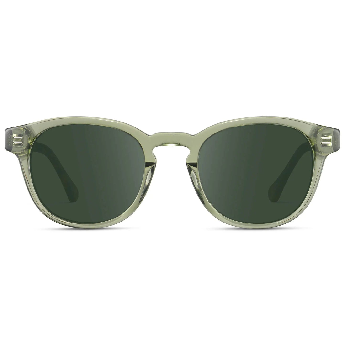 Palm Green / G15 || Front view of Men's Retro-Inspired Round Prescription Sunglasses with Palm Green Acetate Frame and Green Prescription Lenses