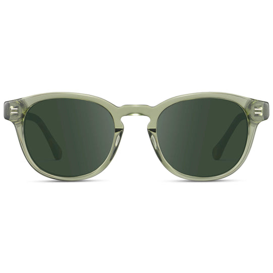 Palm Green / G15 Lens || Men's Retro-Inspired Round Prescription Sunglasses with Light Green Acetate Frame and Green Prescription Lenses