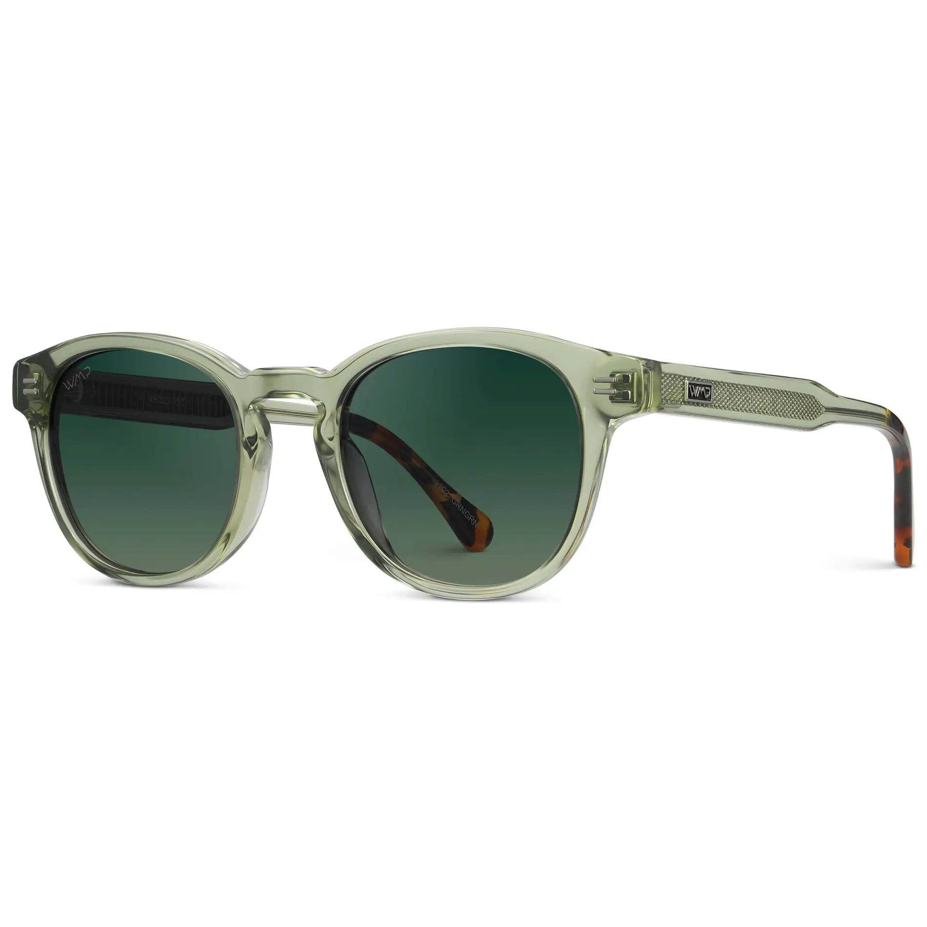 Palm Green / Smoke Green Gradient Lens || Men's Round Polarized Sunglasses with Green Acetate Frame and Smoke Green Gradient Lens
