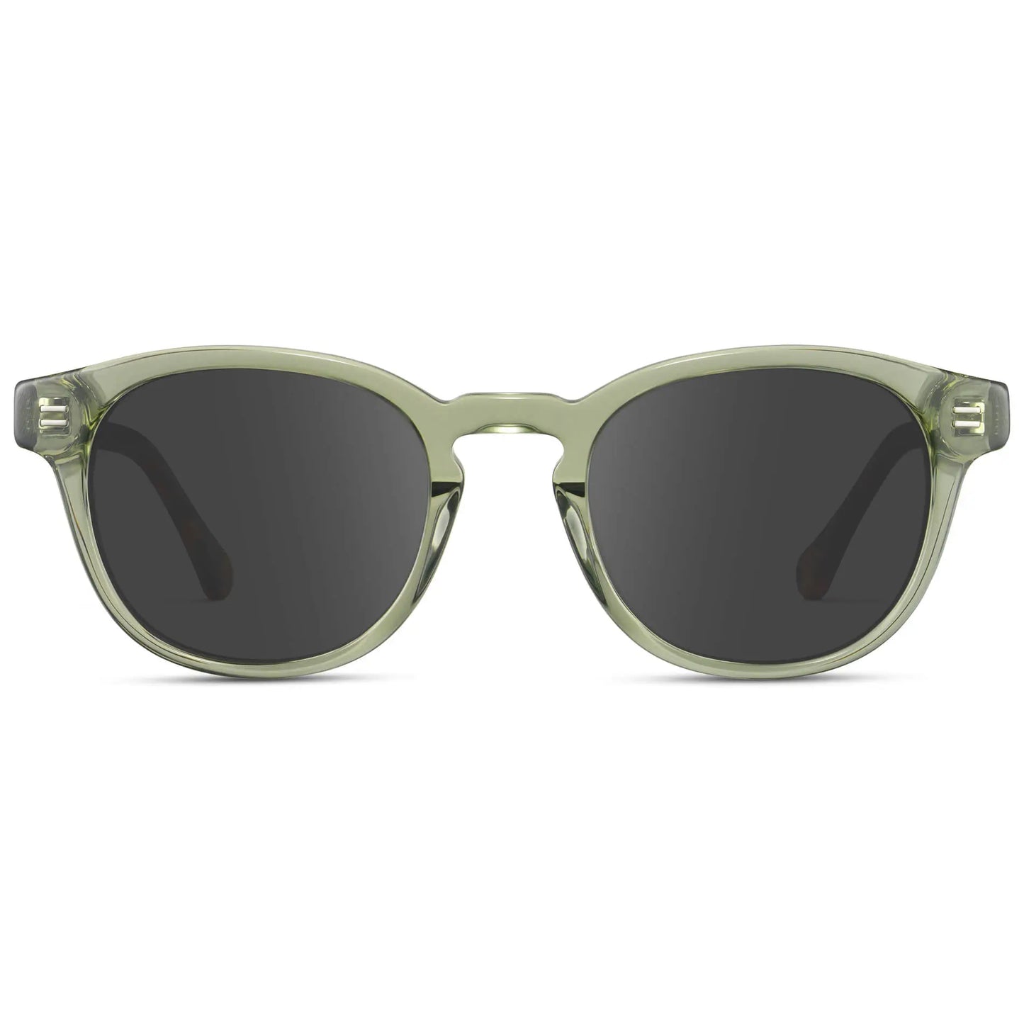 Palm Green / Grey || Front view of Men's Retro-Inspired Round Prescription Sunglasses with Palm Green Acetate Frame and Grey Prescription Lenses