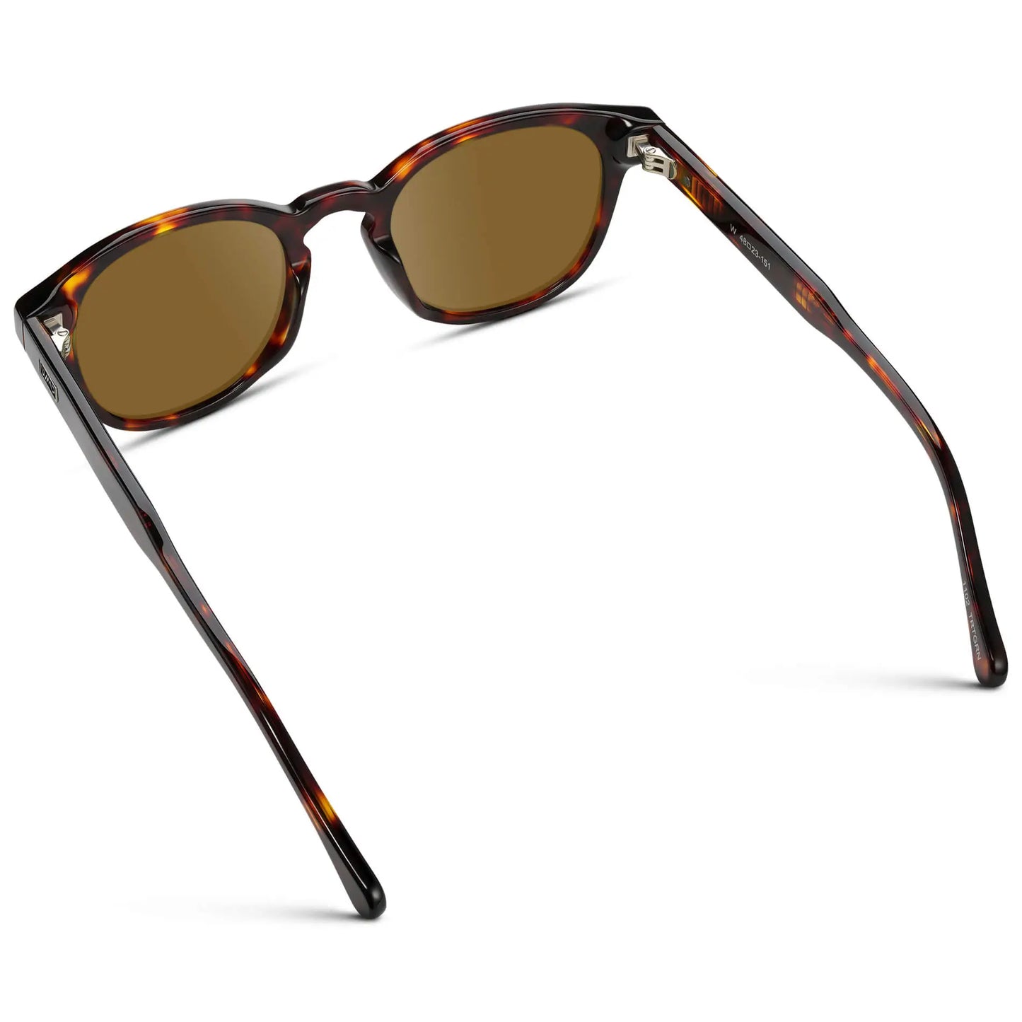 Amber Tortoise / Amber || Back view of Men's Retro-Inspired Round Prescription Sunglasses with Brown Tortoise Acetate Frame and Brown Prescription Lenses