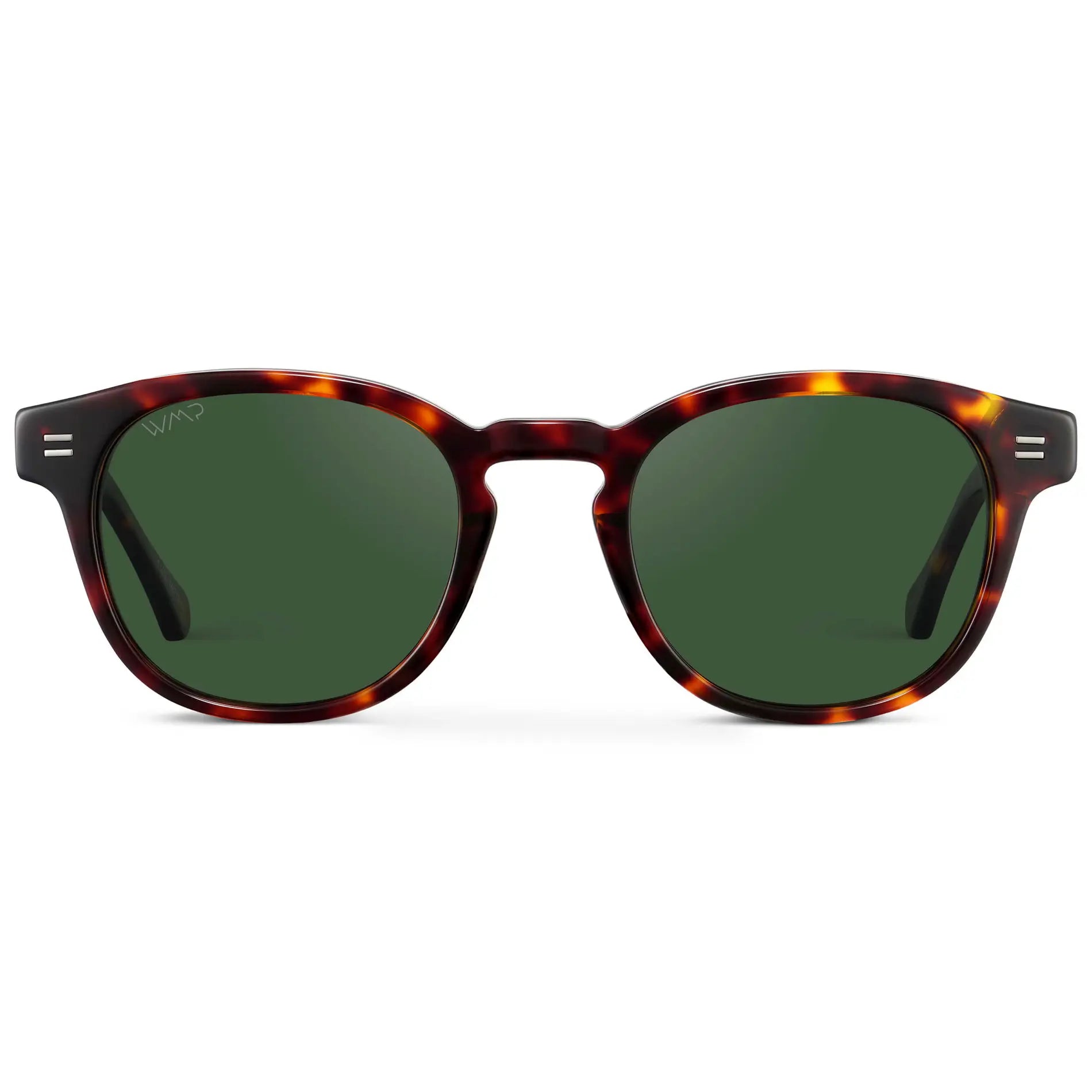 Amber Tortoise / Smoke Green Lens || Men's Round Polarized Sunglasses with Amber Tortoise Acetate Frame and Smoke Green Lens
