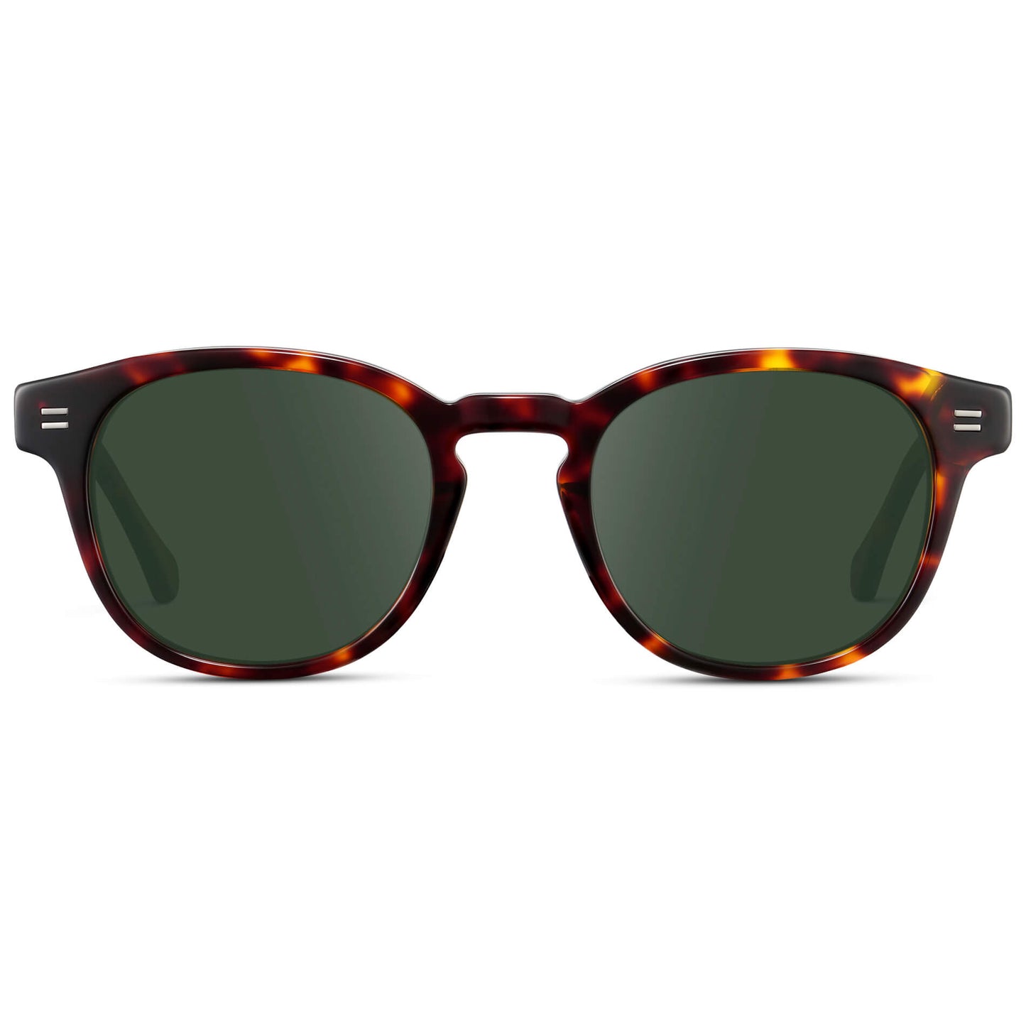 Amber Tortoise / G15 Lens || Men's Retro-Inspired Round Prescription Sunglasses with Brown Tortoise Acetate Frame and Green Prescription Lenses