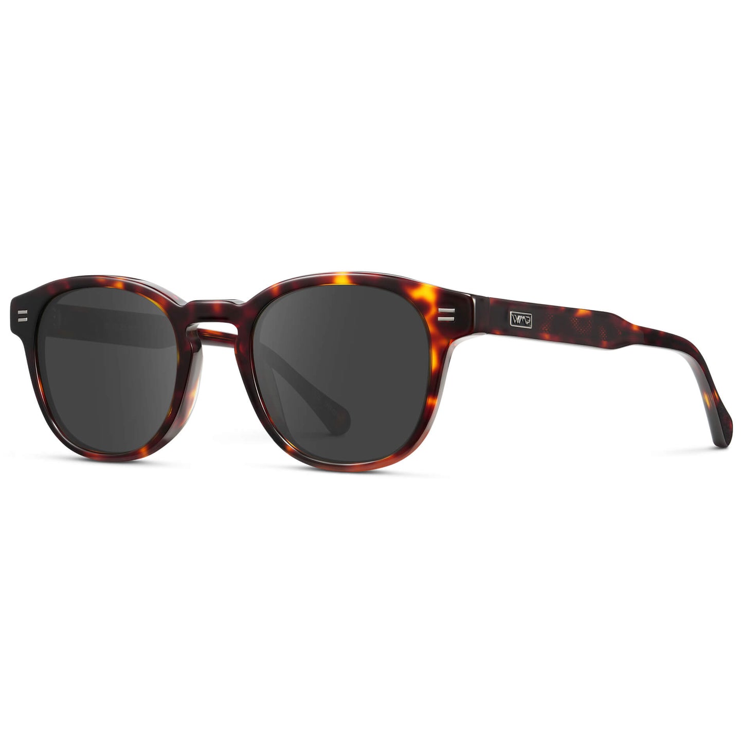Amber Tortoise / Grey Lens || Men's Retro-Inspired Round Prescription Sunglasses with Brown Tortoise Acetate Frame and Grey Prescription Lenses