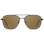 Black / Amber || Men's Stainless Steel Double Bridge Prescription Sunglasses with Black Frame and Brown Lens on a white background