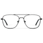 Black || Men's Stainless Steel Double Bridge Prescription Glasses with Black Frame and Clear Lens on a white background