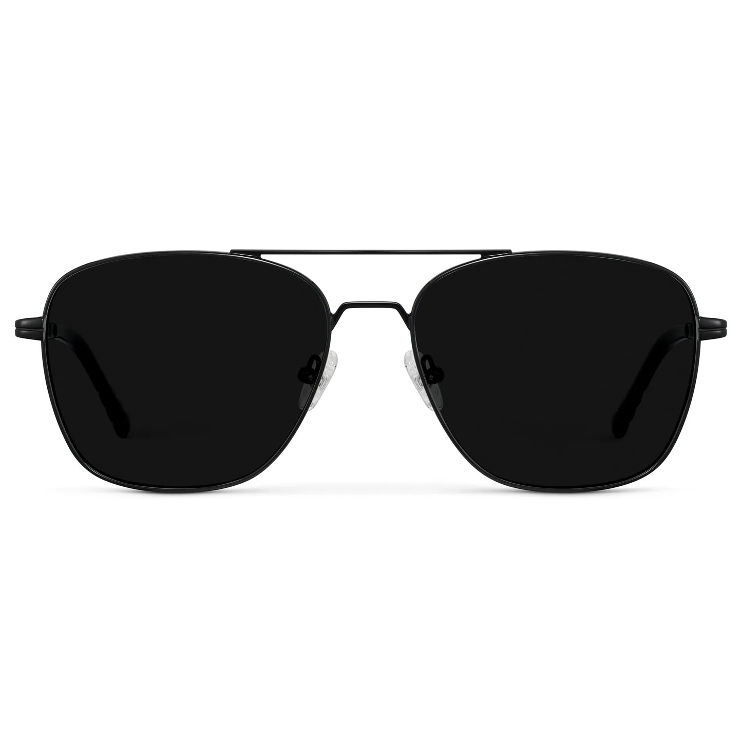 Black / Triple Black Lens || Men's Stainless Steel Sunglasses with Black Frame and Black Lens on a white background