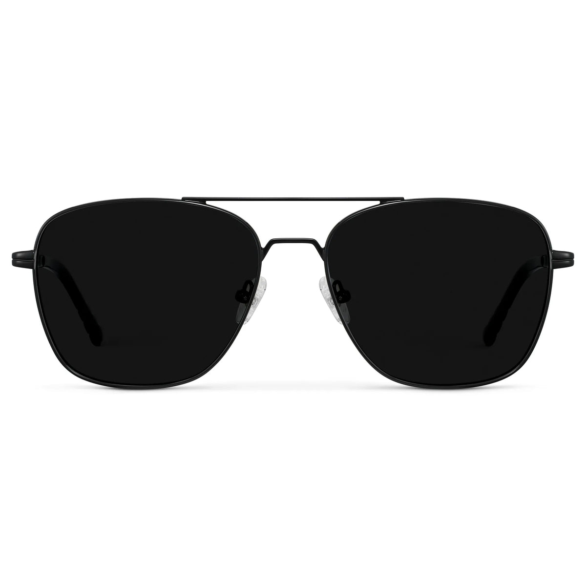 Black / Triple Black Lens || Men's Stainless Steel Sunglasses with Black Frame and Black Lens on a white background