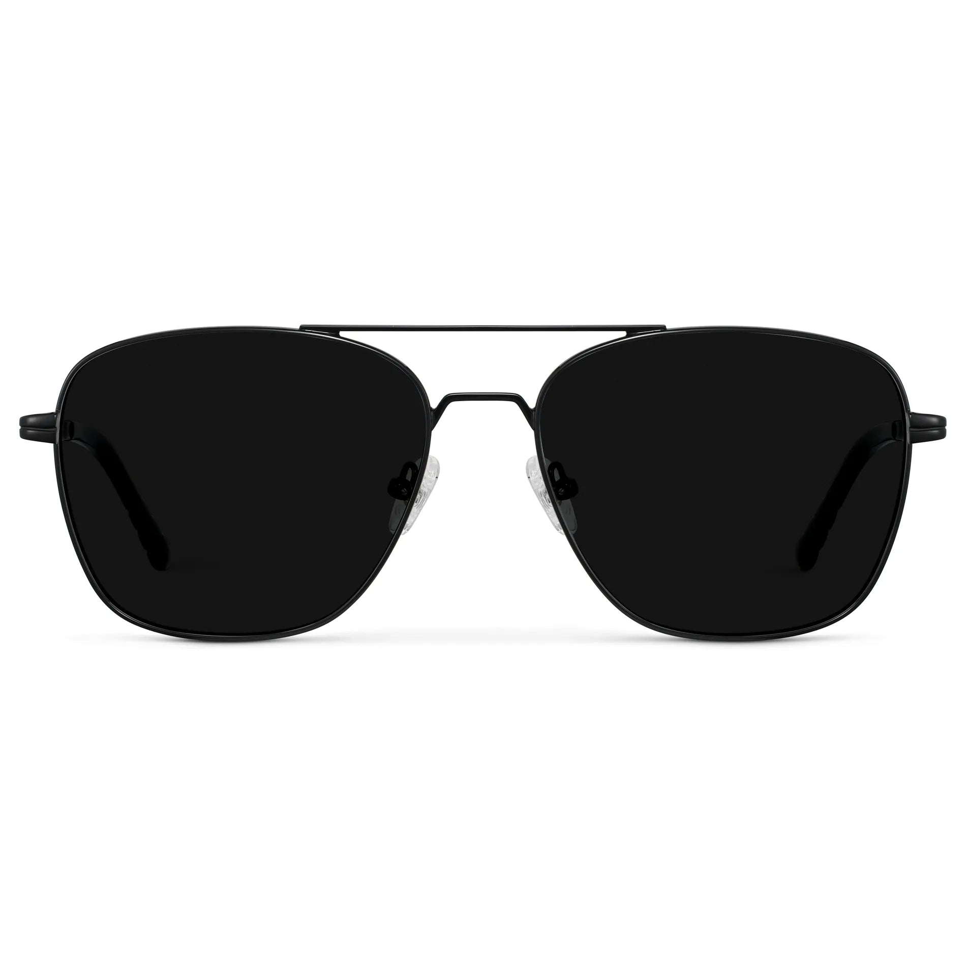 Black / Triple Black Lens || Men's Stainless Steel Sunglasses with Black Frame and Black Lens on a white background
