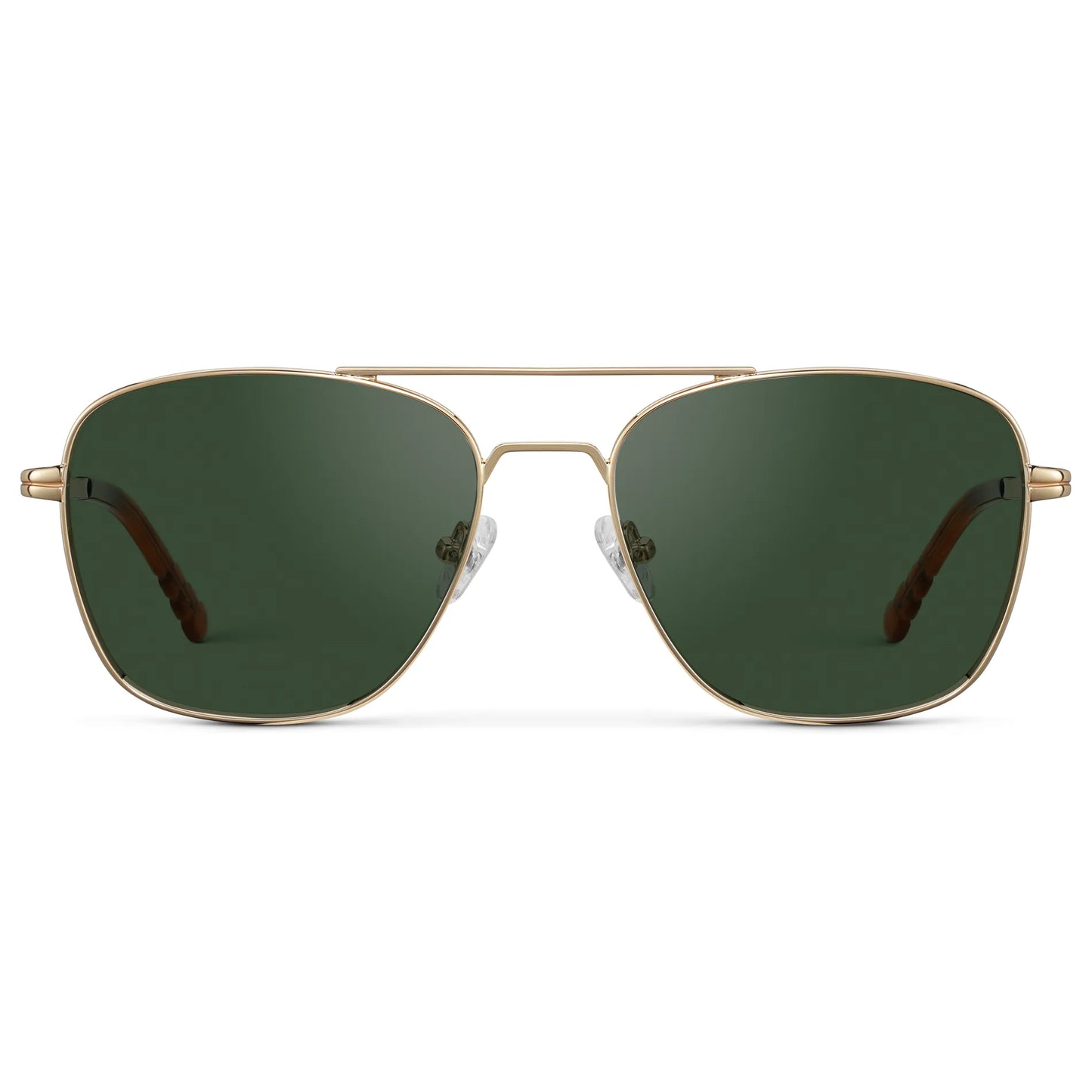 Gold / Smoke Green Lens || Men's Stainless Steel Sunglasses with Gold Frame and Smoke Green Lens on a white background