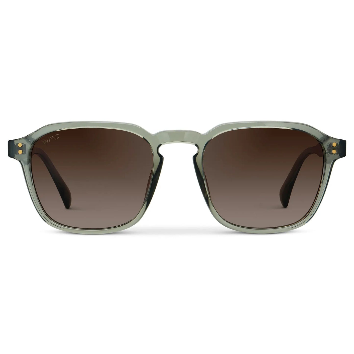 Sage Green / Brown Gradient Lens || Men's Sage Green Geometric Square Frame Sunglasses with Brown Gradient Polarized Lenses