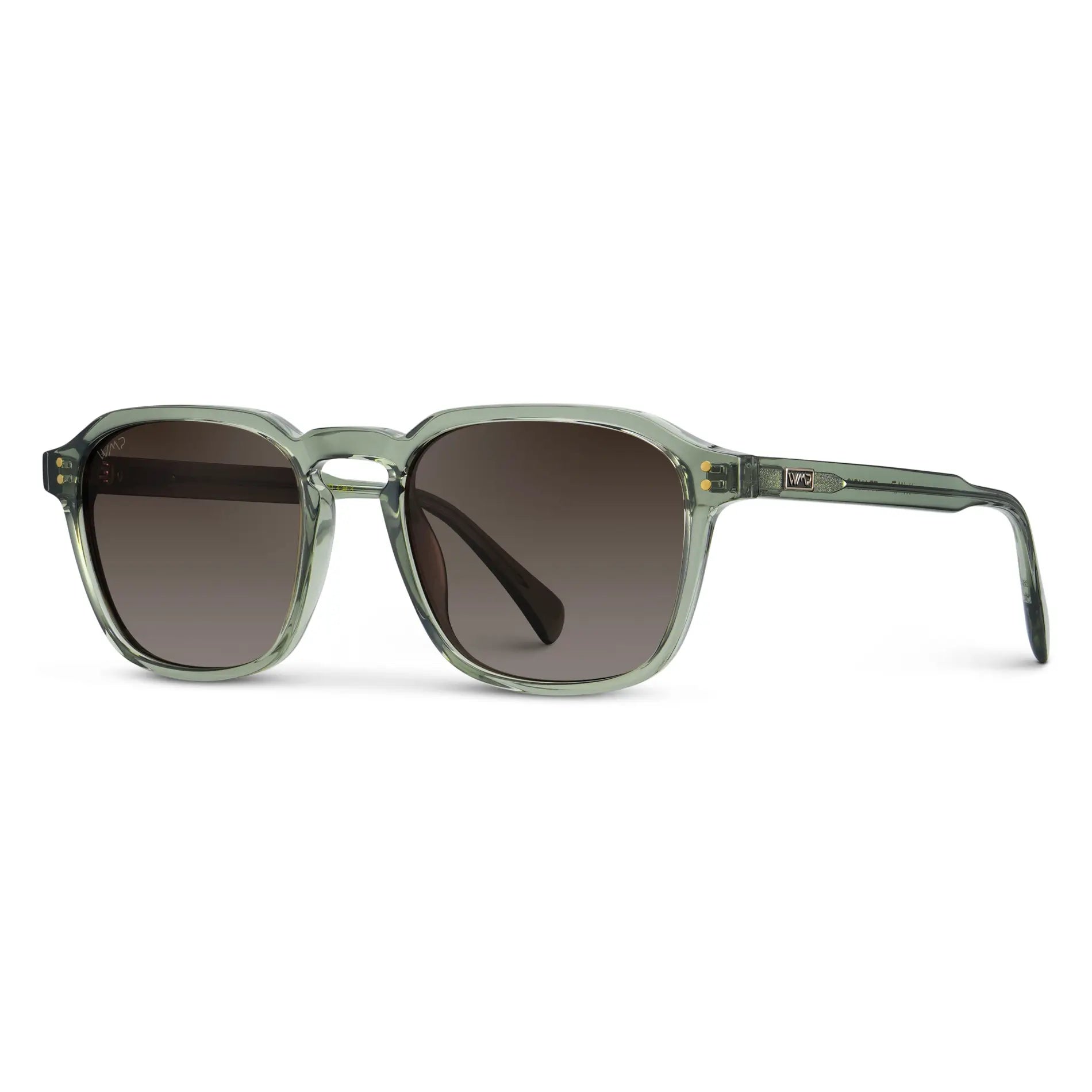 Sage Green / Brown Gradient Lens || Men's Sage Green Geometric Square Frame Sunglasses with Brown Gradient Polarized Lenses