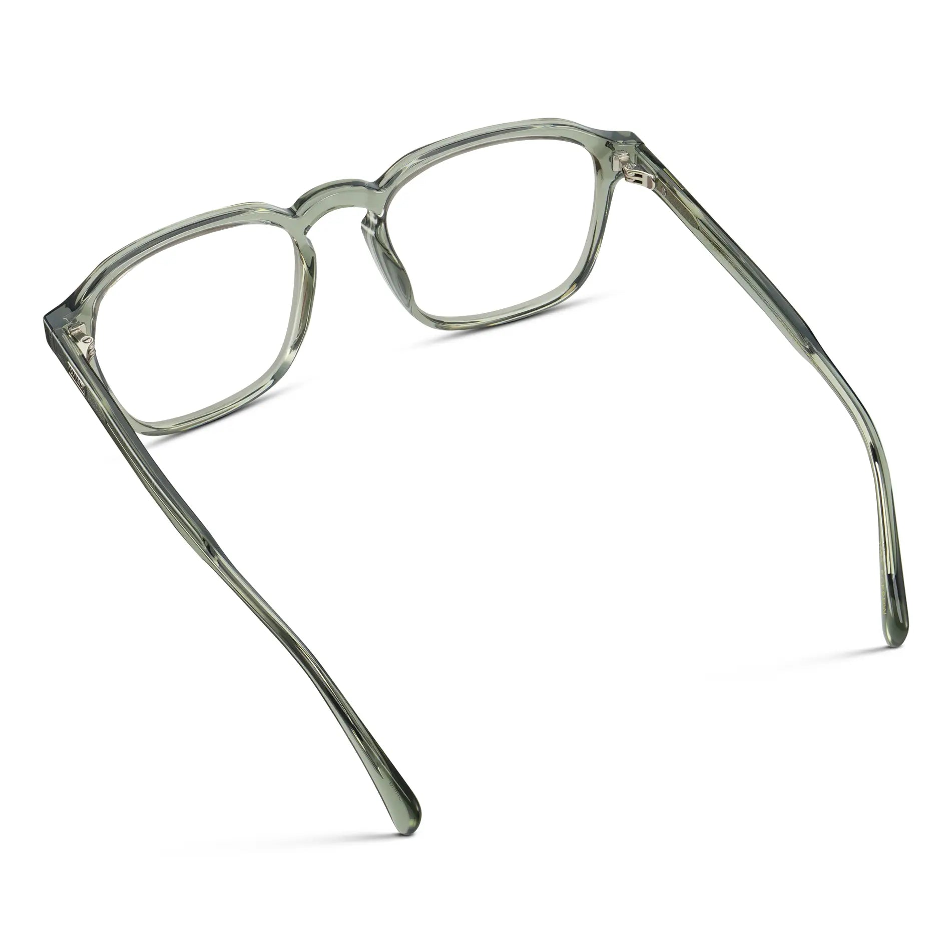 Sage Green || Green Square Frame with Clear Prescription Lenses