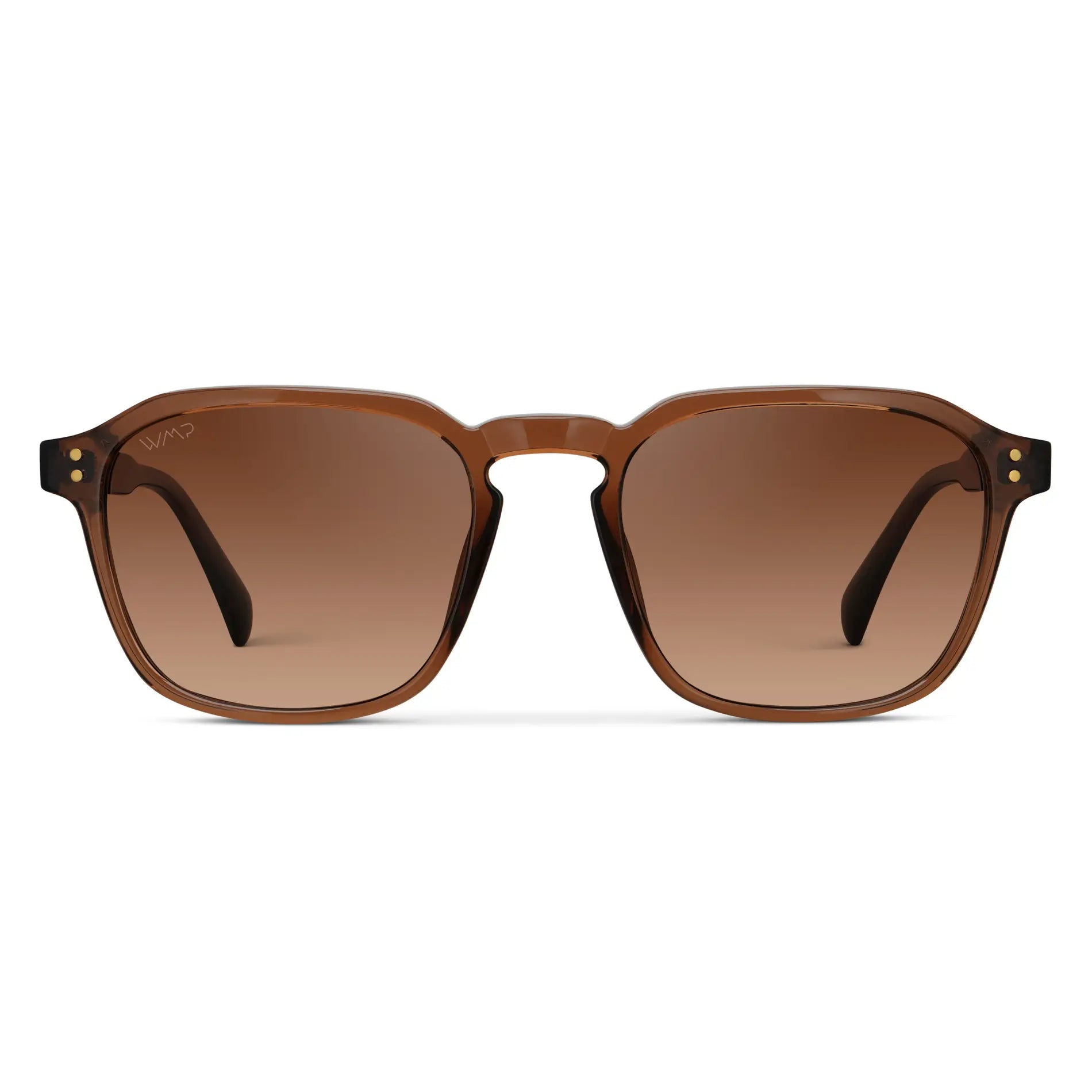 Terracotta Brown / Copper Brown Gradient Lens || Men's Terracotta Brown Geometric Square Frame Sunglasses with Copper Brown Gradient Polarized Lenses