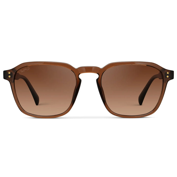 Terracotta Brown / Copper Brown Gradient Lens || Men's Terracotta Brown Geometric Square Frame Sunglasses with Copper Brown Gradient Polarized Lenses